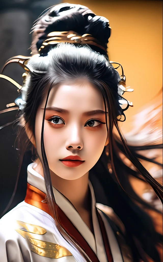 best quality, masterpiece, highres, wuxia 1girl,blush,(seductive smile:0.8),star-shaped pupils,china hanfu,hair ornament,necklace, jewelry,Beautiful face,upon_body, tyndall effect,photorealistic, dark studio, rim lighting, two tone lighting,(high detailed skin:1.2), 8k uhd, dslr, soft lighting, high quality, volumetric lighting, candid, Photograph, high resolution, 4k, 8k, Bokeh