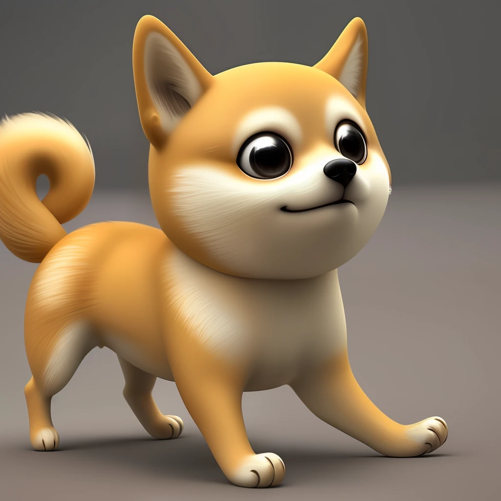 a cute 3D model of baby-doge, ultra graphics, Pixar animations