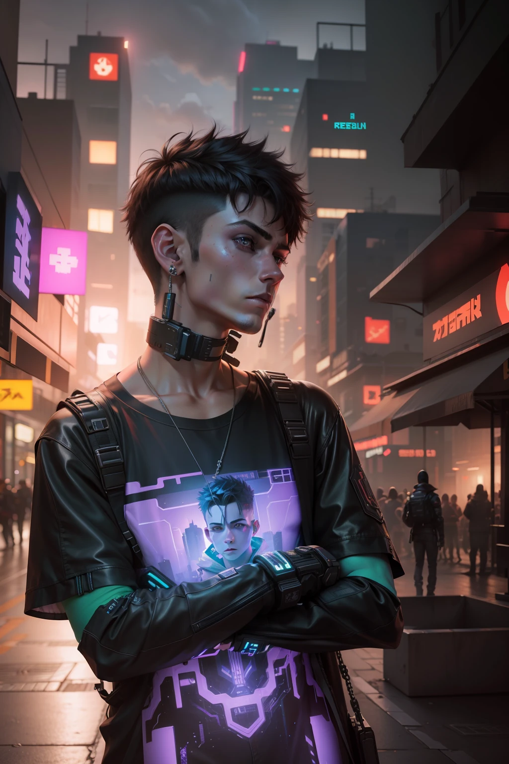 change background cyberpunk boy. Realistic face. 8k. ultra realistic change background cyberpunk boy. Realistic face. 8k. ultra realistic
