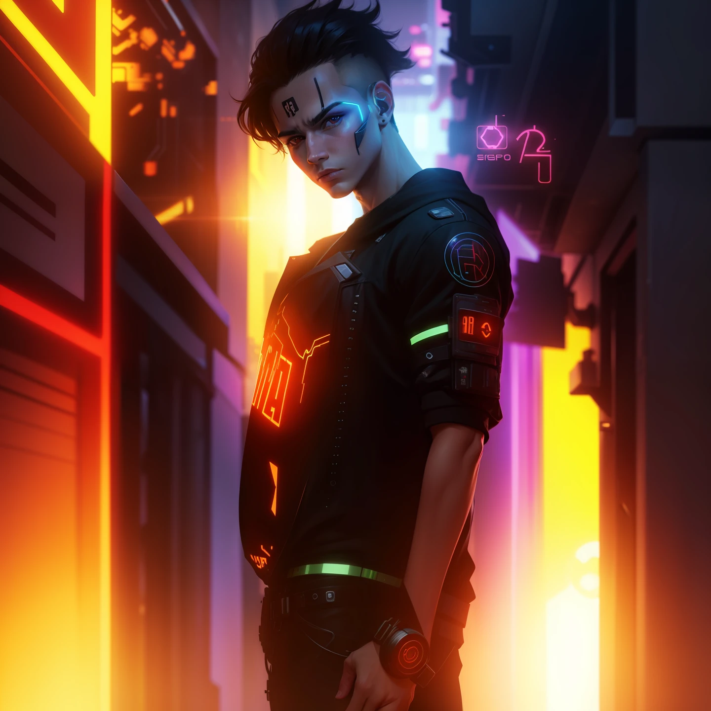 change background cyberpunk boy. Realistic face. 8k. ultra realistic change background cyberpunk boy. Realistic face. 8k. ultra realistic