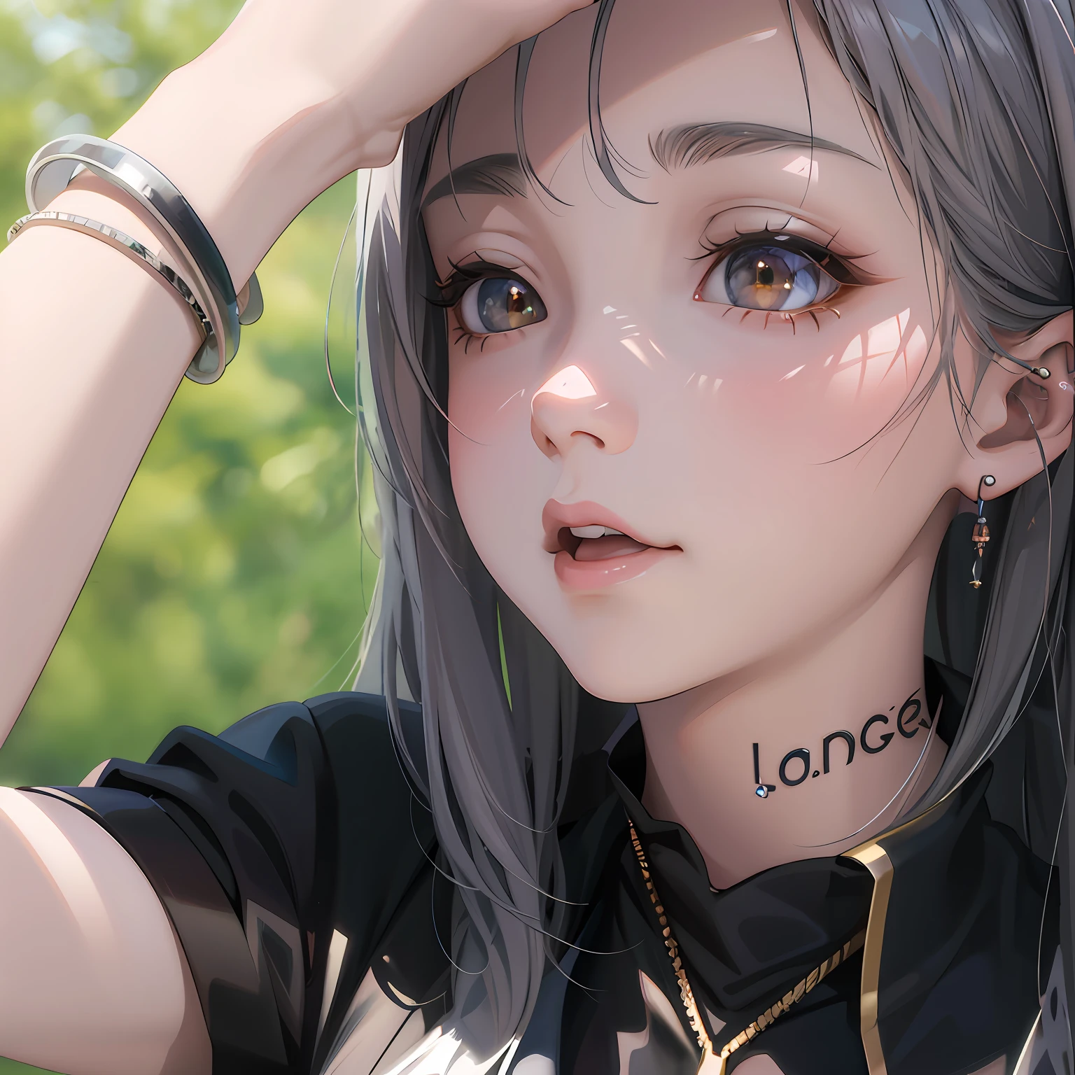 Anime girl posing for photos with long gray hair and piercings, Realistic anime 3 D style, Anime style. 8K, realistic anime artstyle, anime realism style, anime styled 3d, Guviz-style artwork, Kawaii realistic portrait, Realistic anime art style, style of anime4 K, 3 d anime realistic, Anime realism