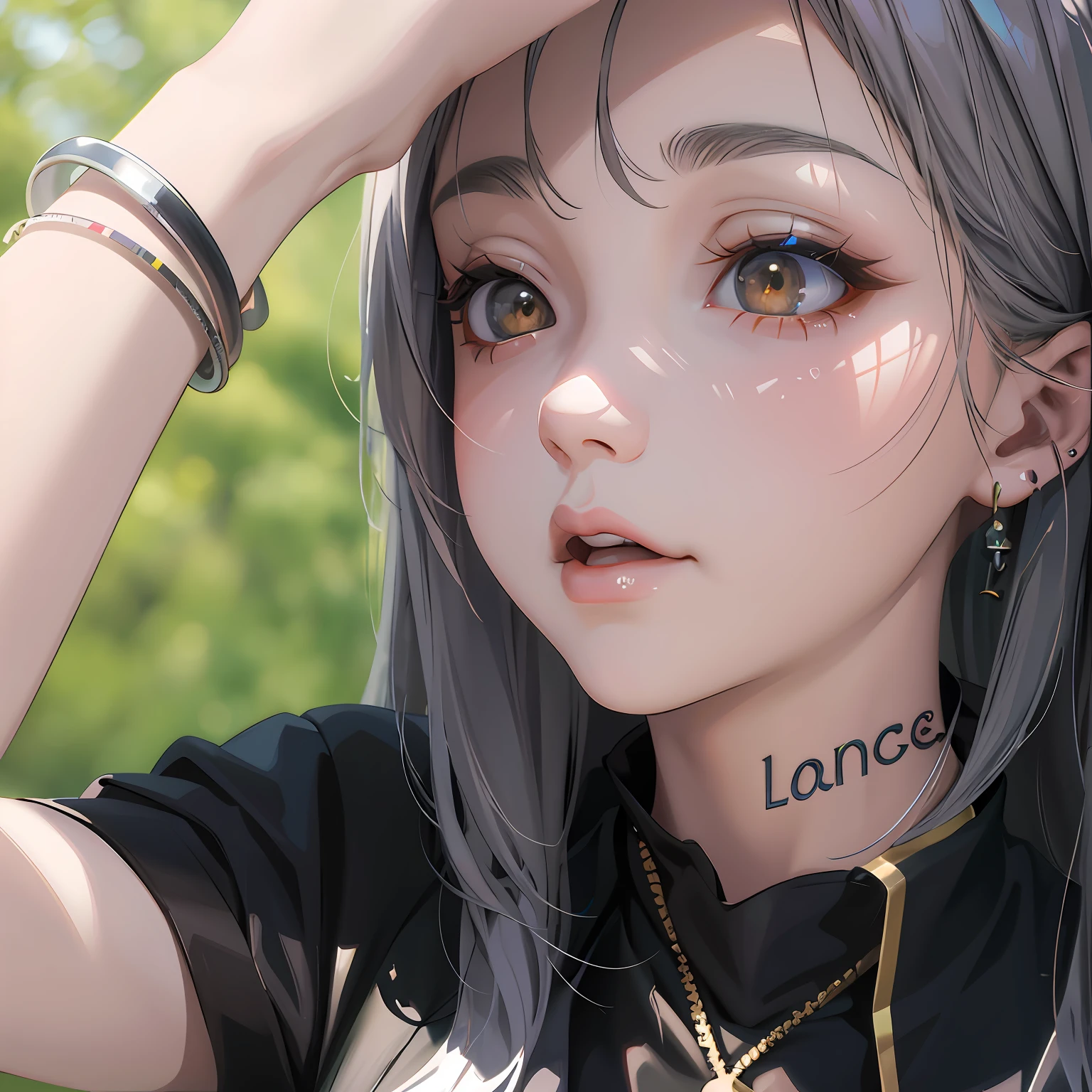 Anime girl posing for photos with long gray hair and piercings, Realistic anime 3 D style, Anime style. 8K, realistic anime artstyle, anime realism style, anime styled 3d, Guviz-style artwork, Kawaii realistic portrait, Realistic anime art style, style of anime4 K, 3 d anime realistic, Anime realism