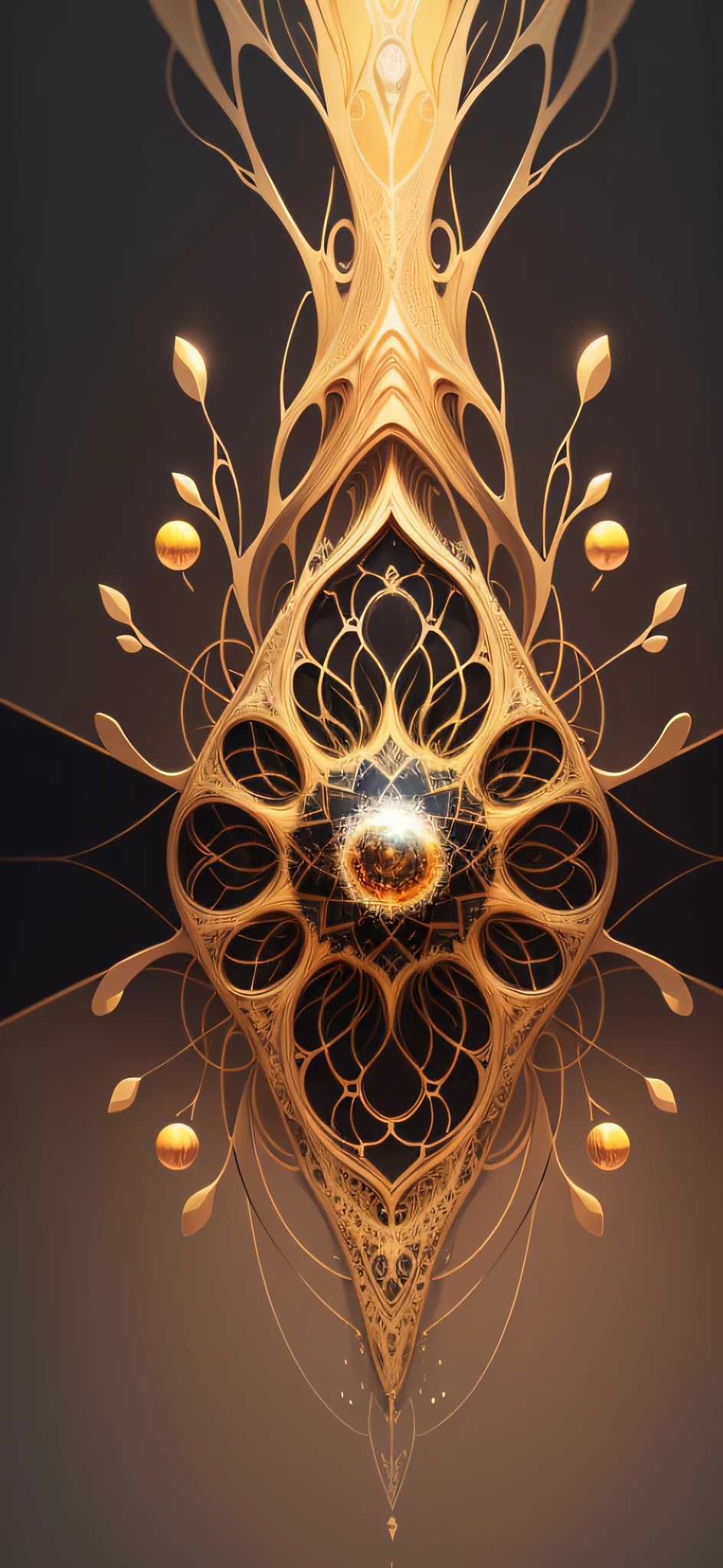 Beautiful symmetrical fgeometrical pattern painted in oil with thick brushstrokes and wet paint, Fibonacci, golden ratio, melted wax, visible brushstrokes, surrounded by crystal spheres, 3D tessellation wireframe, neural graphic, neurons, tree of life, color, love, passion, oil on canvas, thick brushstrokes, insanely detailed, 8k uhd, masterpiece, artstation, surreal, light yellow background