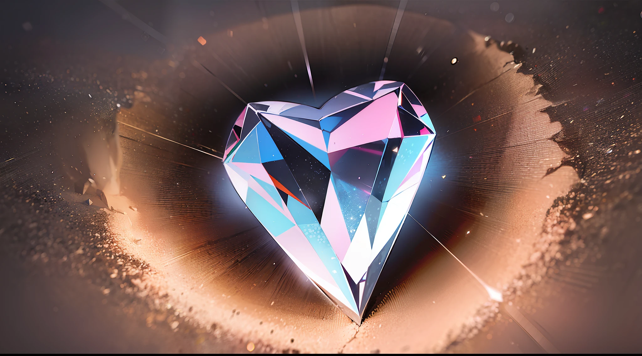 Heart of harmony a diamond shaped stone in dark Forrest shines bright