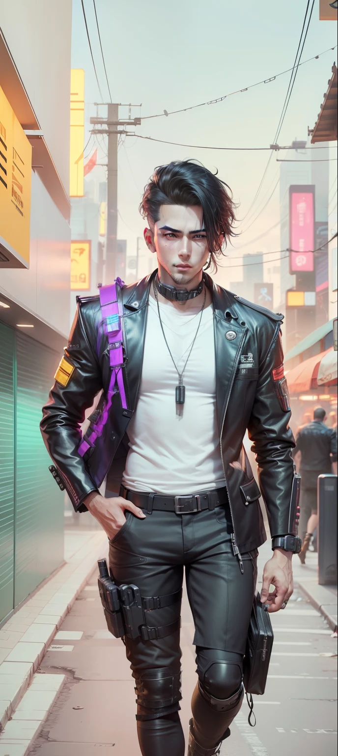 Change back ground cyberpunk handsome boy realistic face 4k