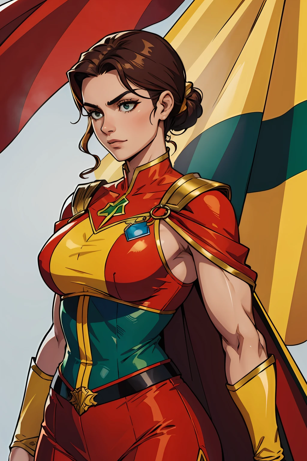 Woman Portuguese superhero Portuguese clothing Green Red and yellow clothes Flag of Portugal