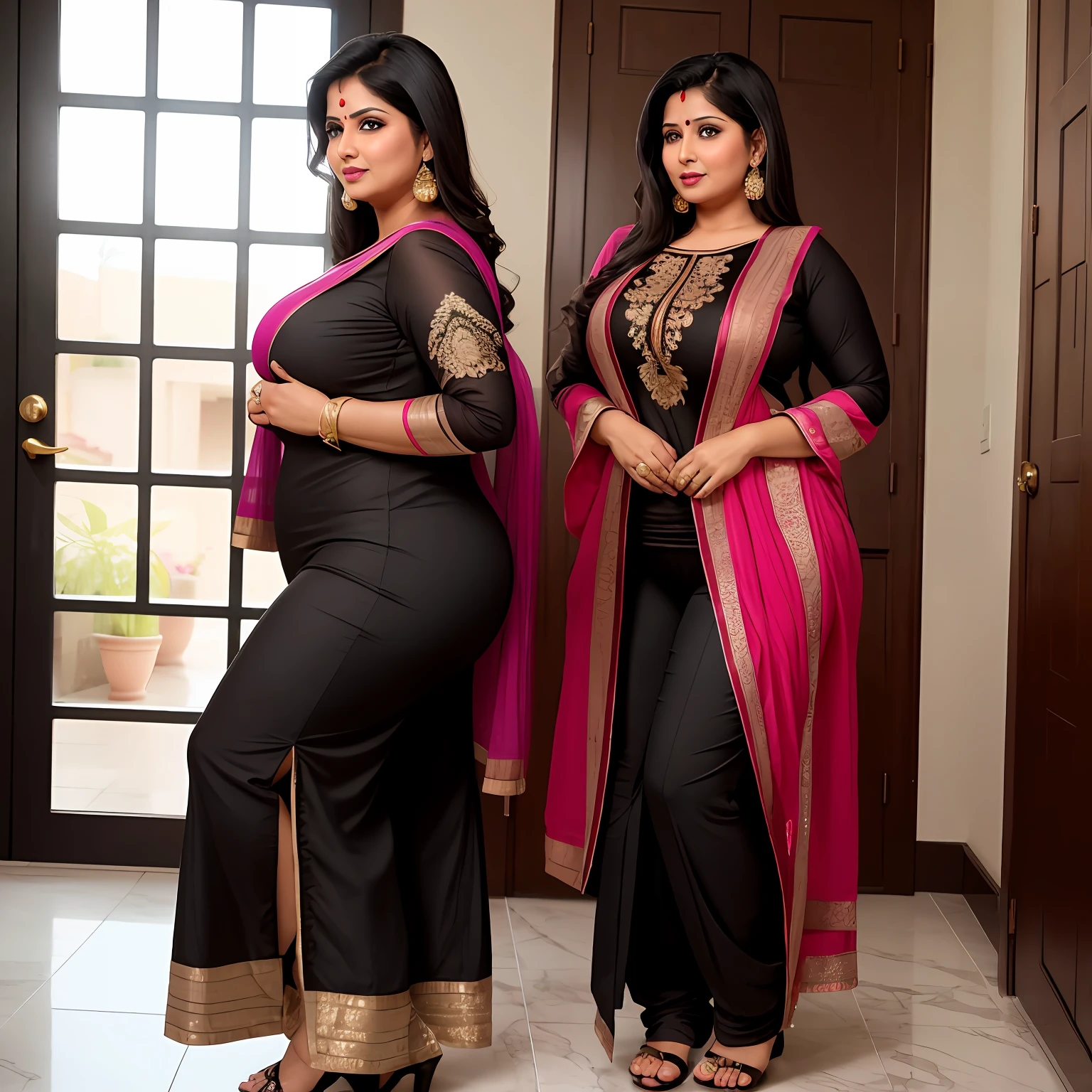 Busty (bbw)  indian mom body with bg ass shalwar kameez black