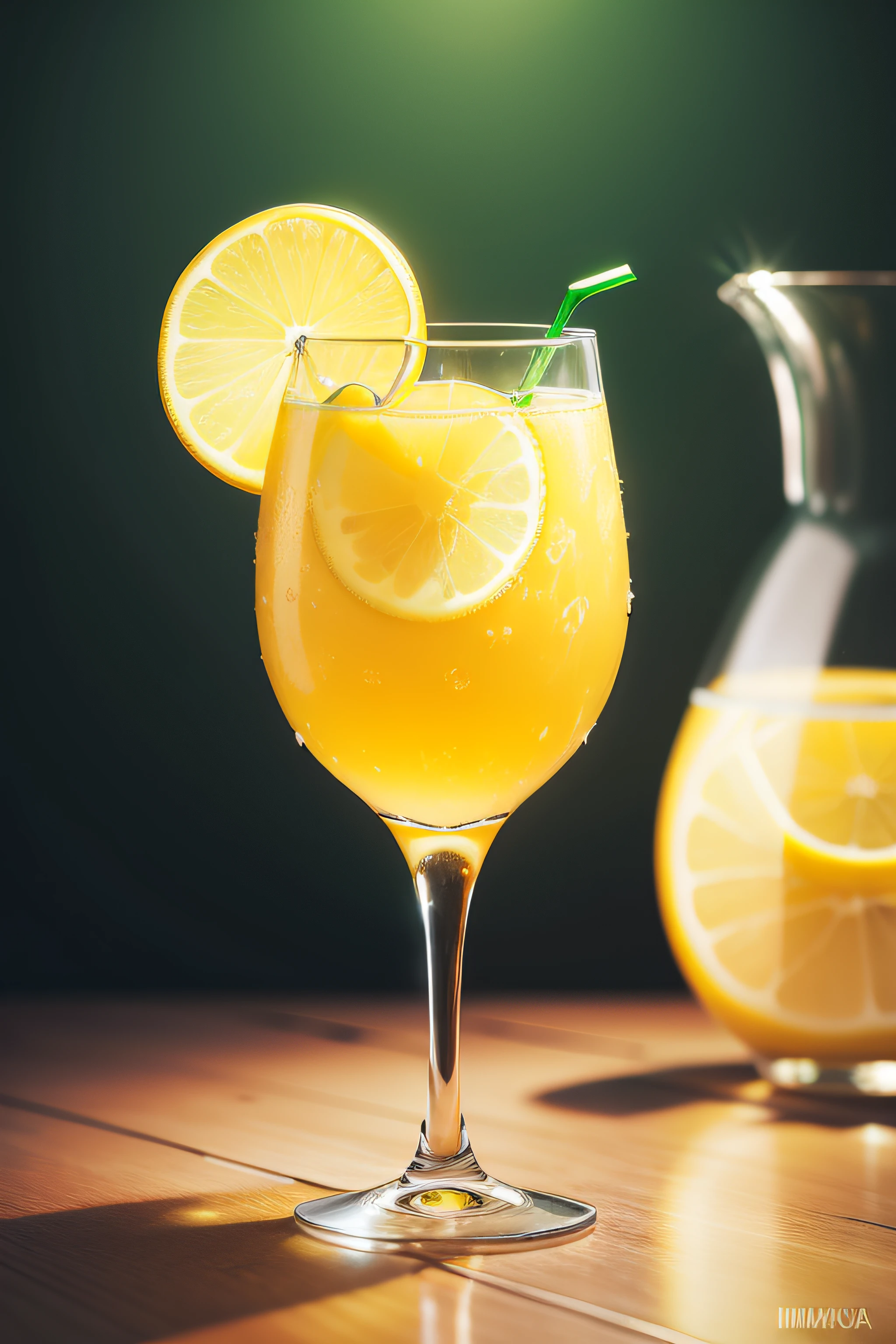 a glass of lemon juice, com gelo, imagem realista e detalhada