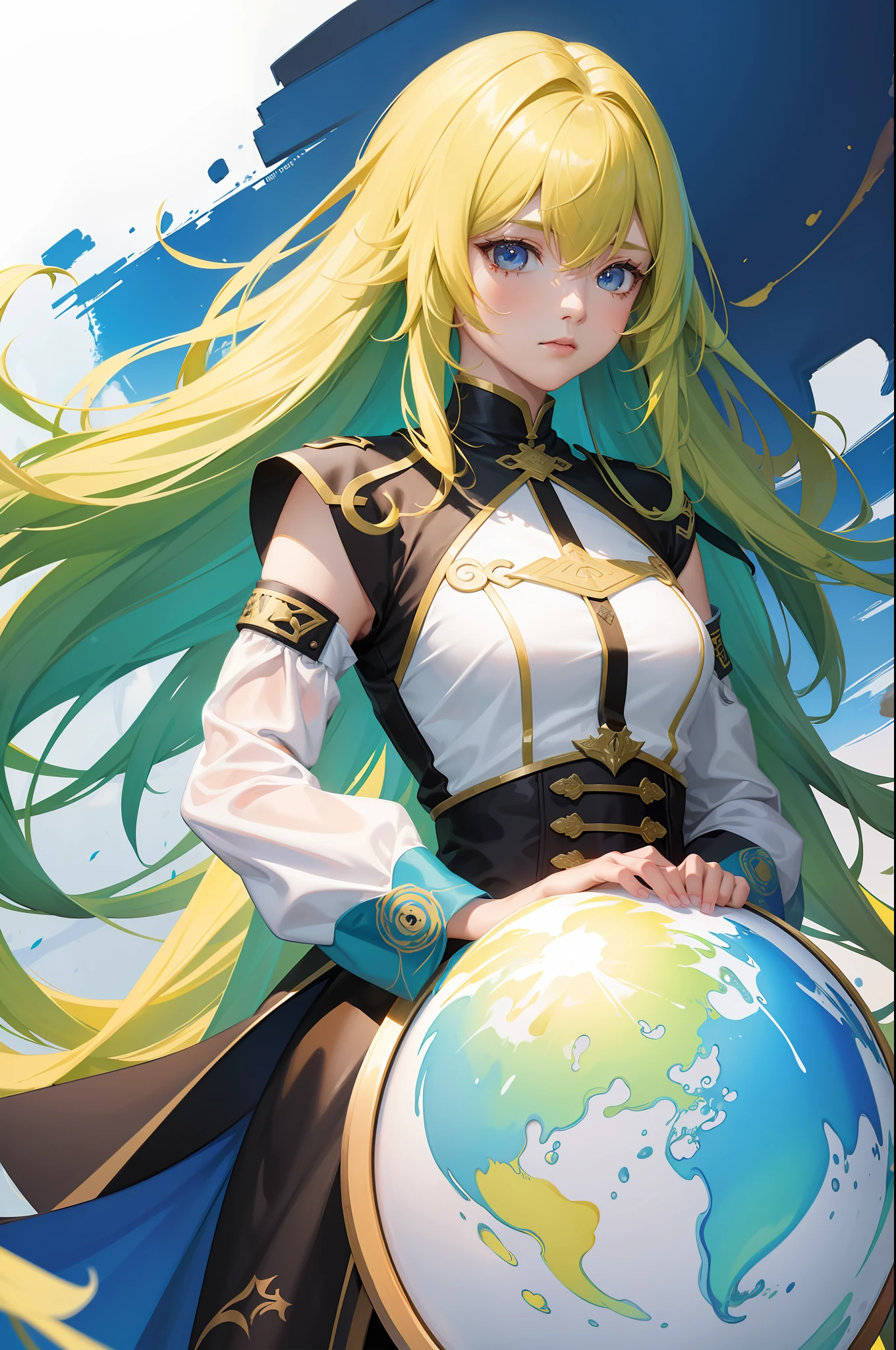 solo,Qiancheng Xue,full bodyesbian,A yellow-haired,(masterpiece,topquality,bestquality,officialart,beautifulandaesthetic:1.2),(1girl:1.3),long hair,extremedetailed,colorful,highestdetailed,(watercolourpainting:1.3),opticalmixing,playfulpatterns,livelytexture,richcolors,uniquevisualeffect,Original