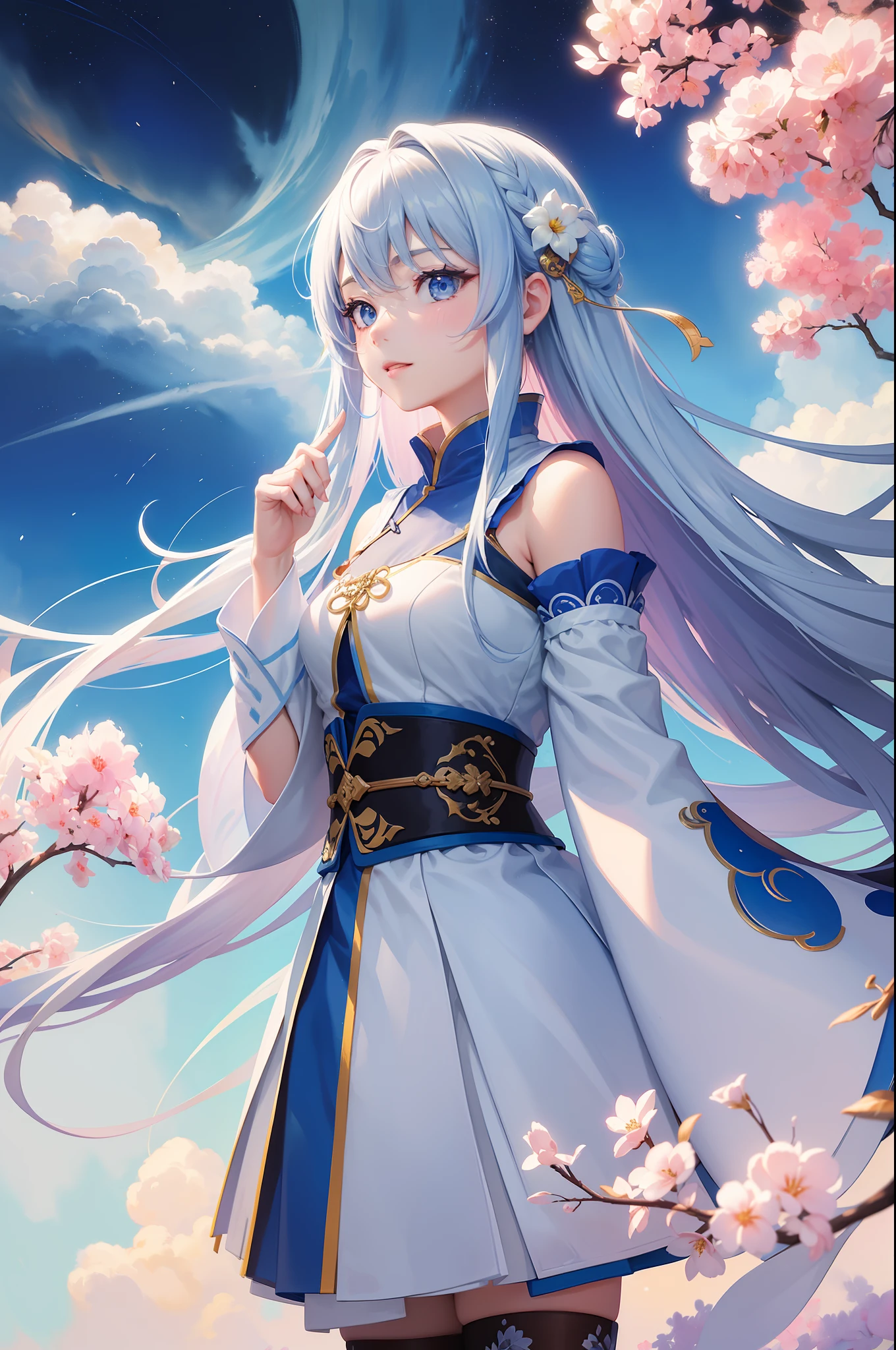 solo,千仞雪,全身,黄头发,(masterpiece,topquality,bestquality,officialart,beautifulandaesthetic:1.2),(1girl:1.3),long hair,extremedetailed,colorful,highestdetailed,(watercolourpainting:1.3),opticalmixing,playfulpatterns,livelytexture,richcolors,uniquevisualeffect
