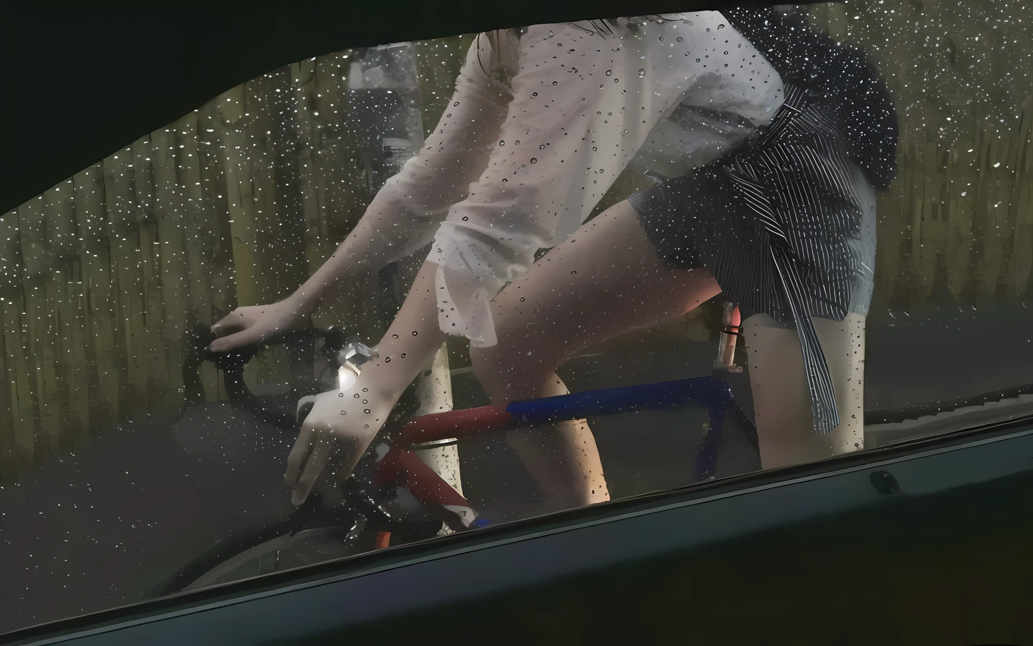 Alappe rides his bicycle through the window in the rain, rainy outside, wash off in the rain, rainy outside, It's raining outside, darling wash off in the rain, In the rain, riding bikes, after rain and no girls, inspired by Nan Goldin, Rainy afternoon, It was raining outside the window, On a rainy day, rainy wet, Rain aesthetics