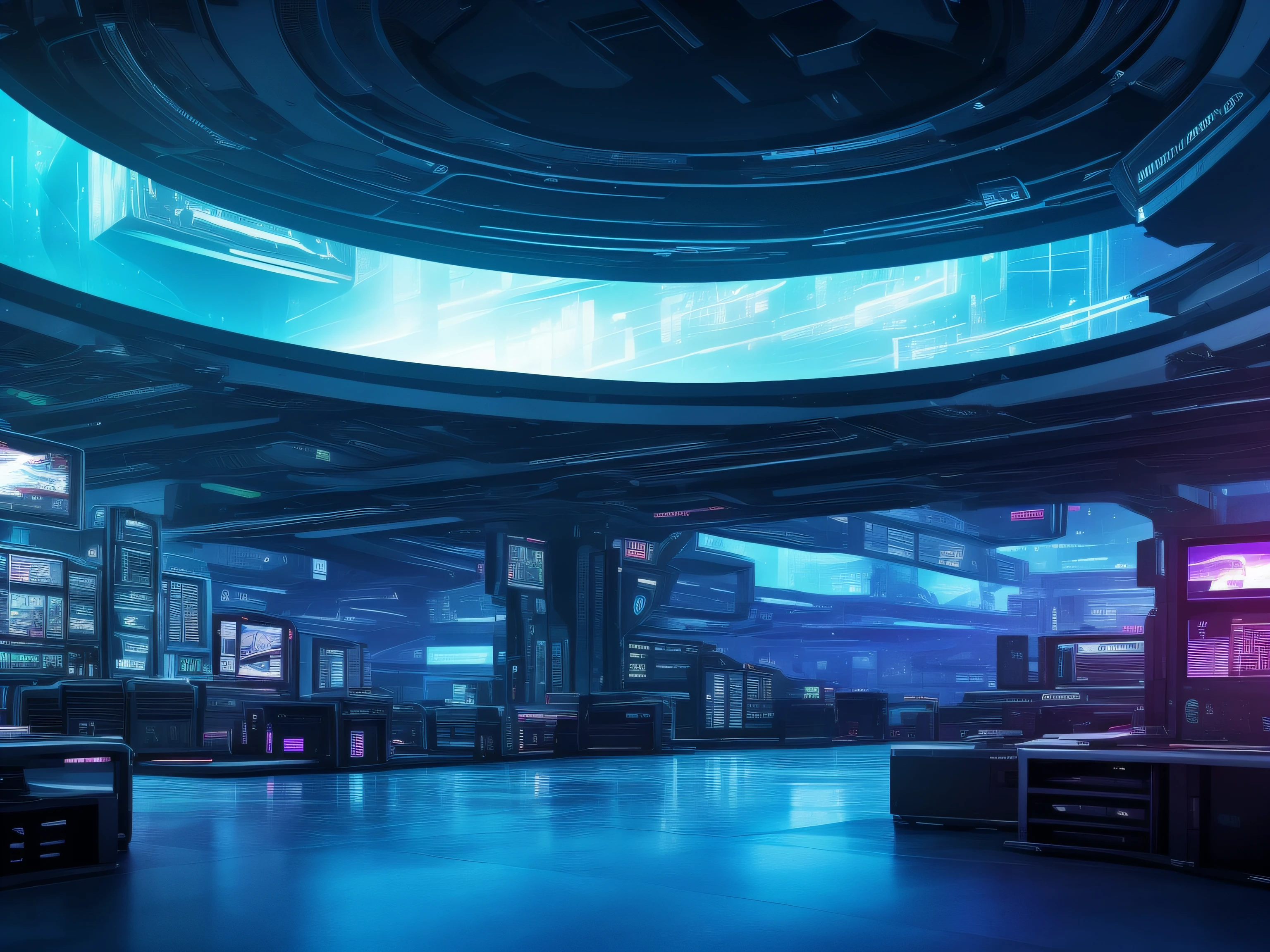 near future,Background with,cyberpunked,Darkness and light,frontage,Best Quality,High-volume monitors,Detailed rooms