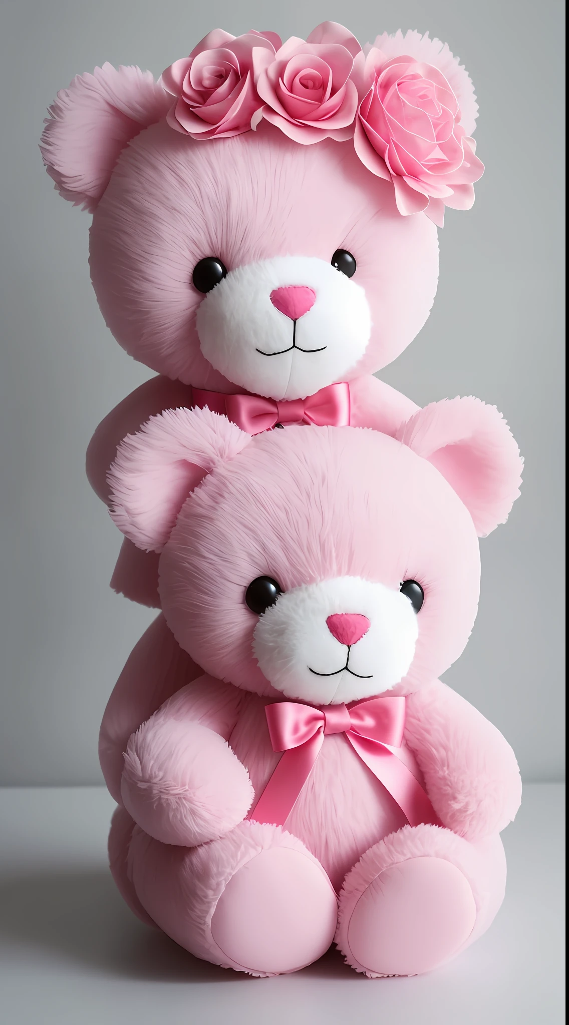 There is a pink teddy bear sitting on a silver container，with pink flowers on it, a picture by Elena Guro, Tumblr, fine art, 🎀 🧟 🍓 🧚, Pink flowers, (In pink), 🎀 🍓 🧚, 🎀 🗡 🍓 🧚, Incredibly cute, pink iconic character, pink rosa, inspo, With flowers, with soft pink colors, Lovely