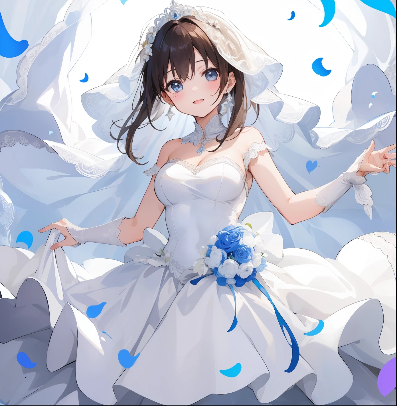 ((Best quality)), 1girl, (wedding dress), happy face