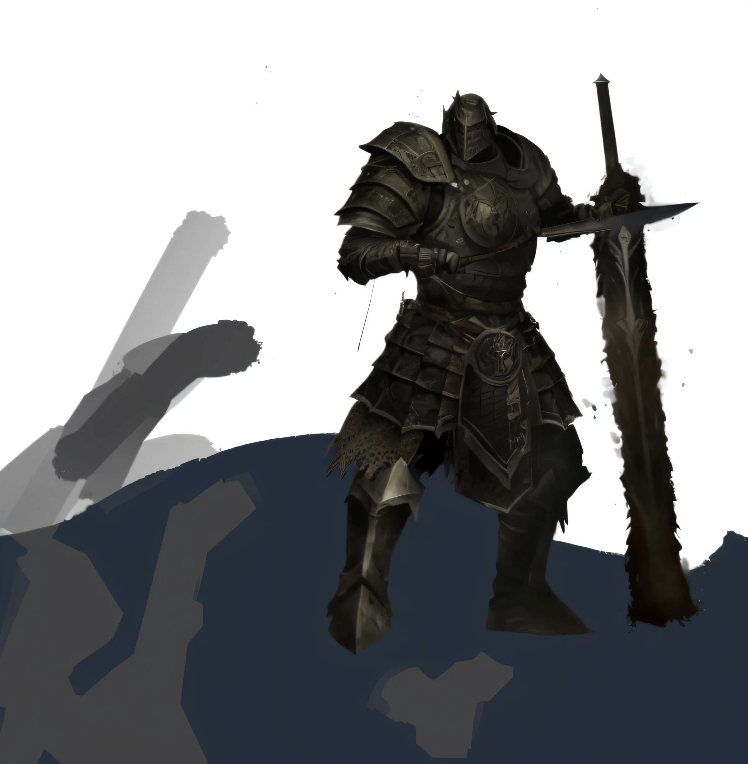 There was a man in armor holding a sword and a sword, undead knight, dark soul concept, dnd goliath character concept, the dark souls knight, concept art of a warrior, dark souls style, orc themed, orc warrior, dark souls character, dark soul armor concept, half - orc, the dark souls knight, dark souls inspired, scary knight, menacing orc