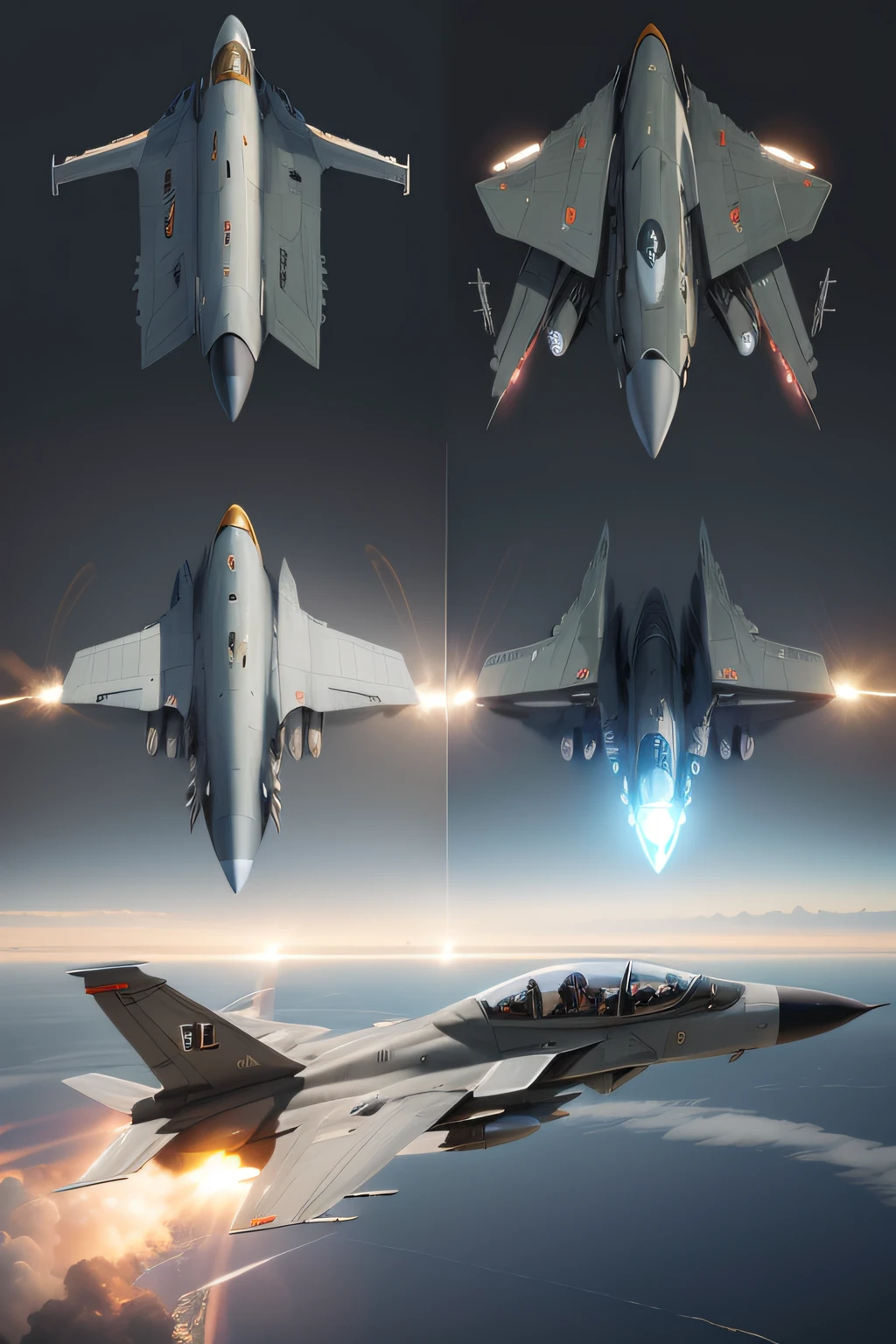 fighter jets、photorealestic、2-dimensional、down view、Game material、Air Combat