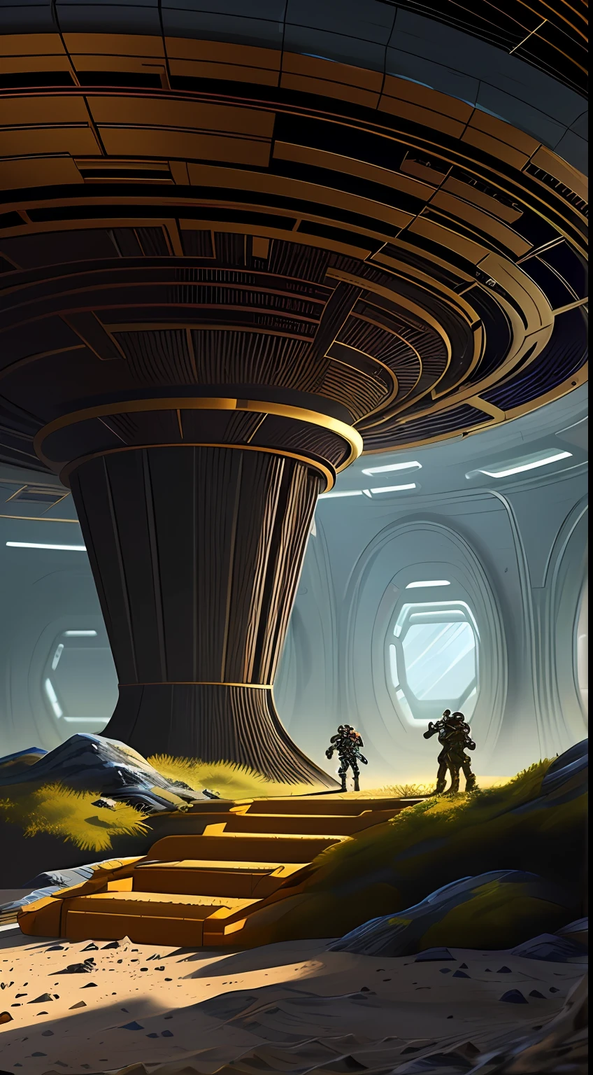 (best quality, masterpiece:1.3),
A highly detailed scifi illustration,
alien planet base interior,
luminosity,
stingy geometric forms prevails