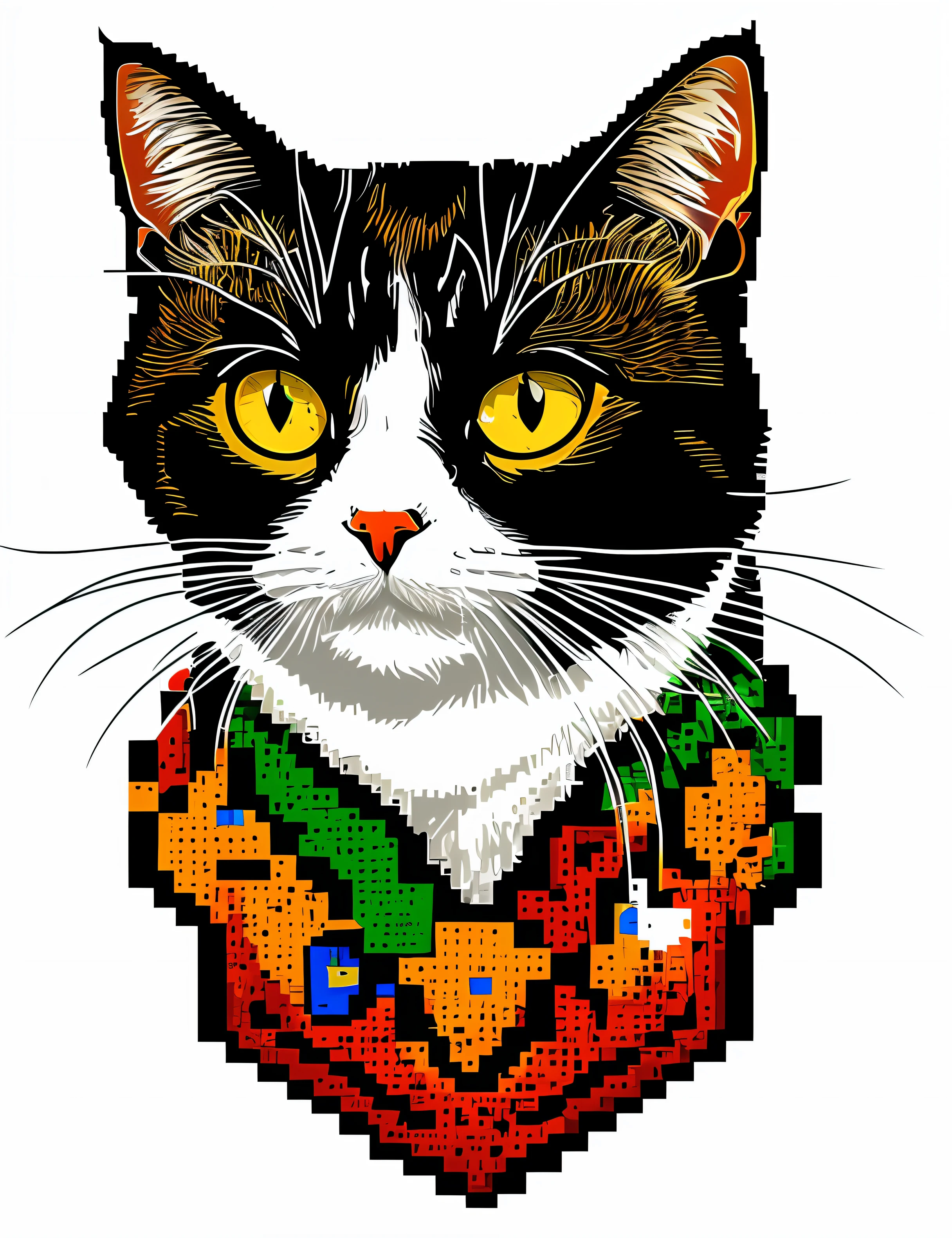 cat mini pixel art, (logo, badge, vector-art) (on a white background:1.4) as a t-shirt logo in the style of art    Style,  3,  from: -1x-1,  0.6  Leonardo Diffusion