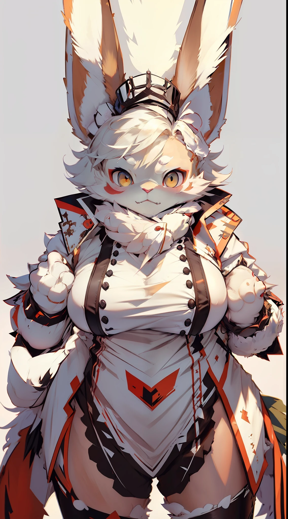 Bunny ears,rabbit Facial Features,rabbit Body Features,sensual lingerie,slightly fat big breasts, hairy pubic:Furry beastman,Best quality at best,high detal,White coat color,sensual lingerie