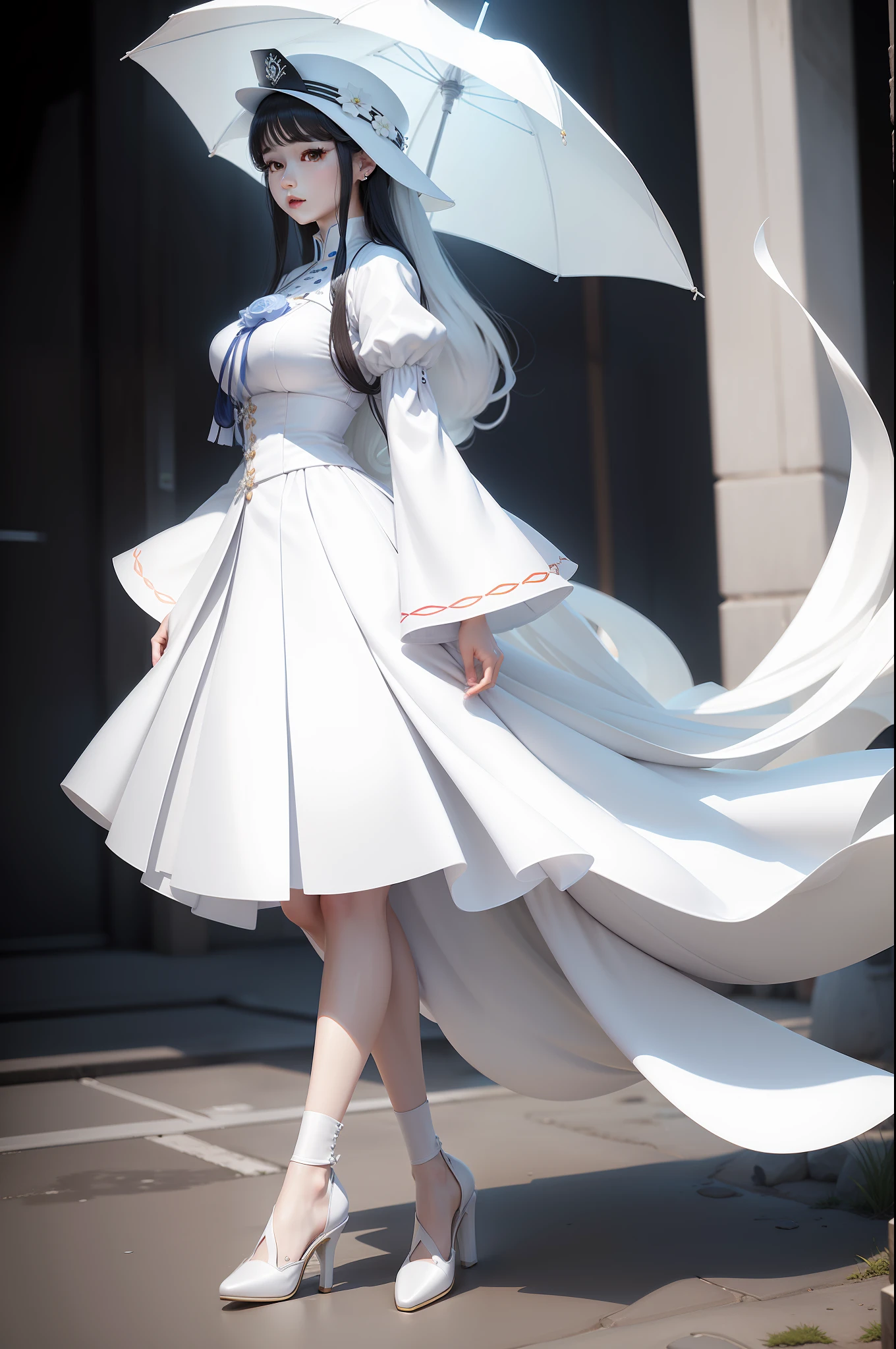 Arakfi women walk in white hats and white purses, dressed with long fluent clothes, bae suzy, full-body xianxia, ulzzangs, personal profile picture, resin, Guviz, inspired by Sim Sa-jeong, White background!!!!!!!!!!, white puffy outfit, 8 k'' ), nico wearing a white dress, 2 d cg, render of april