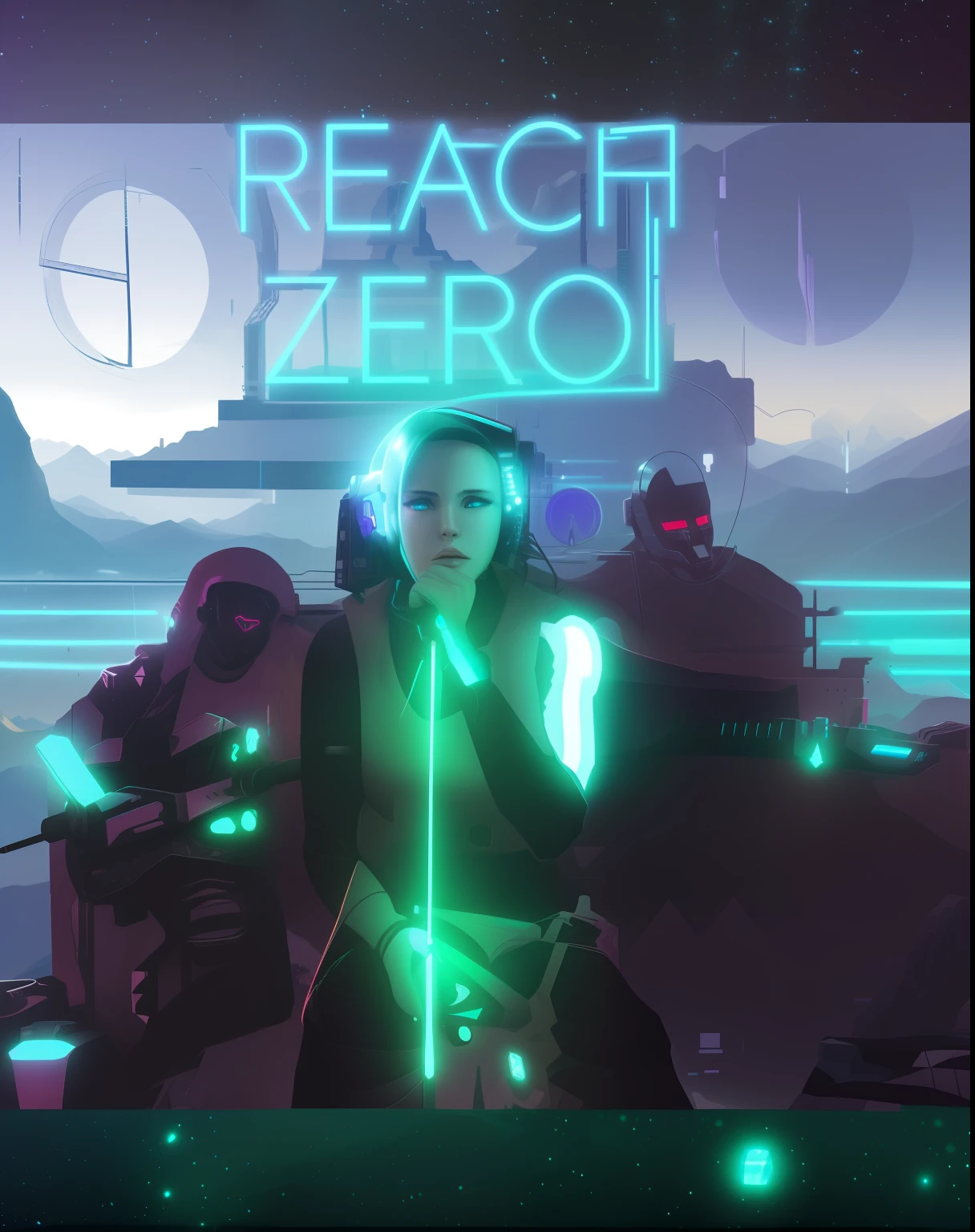 Background with several mountains, estilo cyber punk.