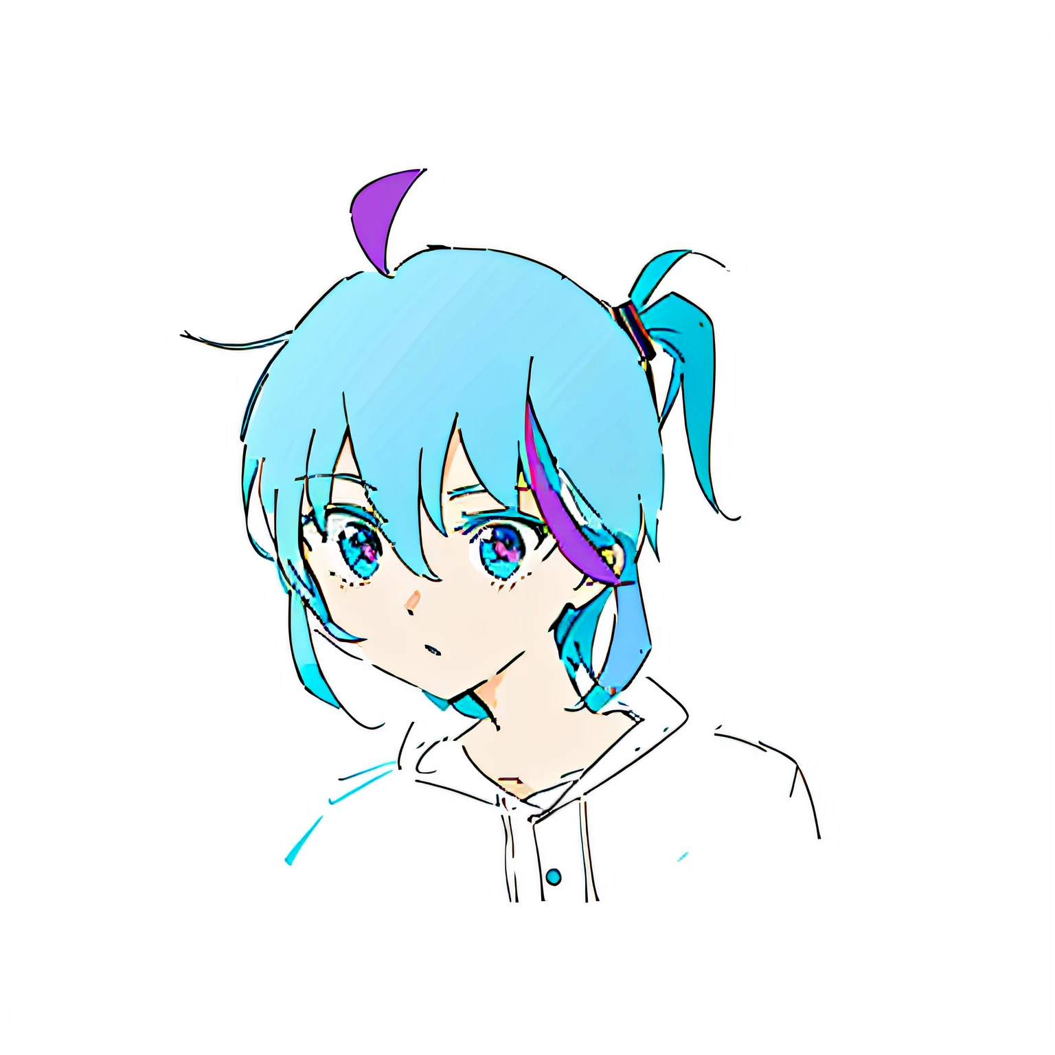 Close-up of a man with blue hair and ponytail, 2 d anime style, 2D anime 2D style, anime moe art style, flat anime style shading, 2D art, 2 d art, 2 d sprites, Rem Rezero, anime style character, Hatsune Miku short hair, in an anime style