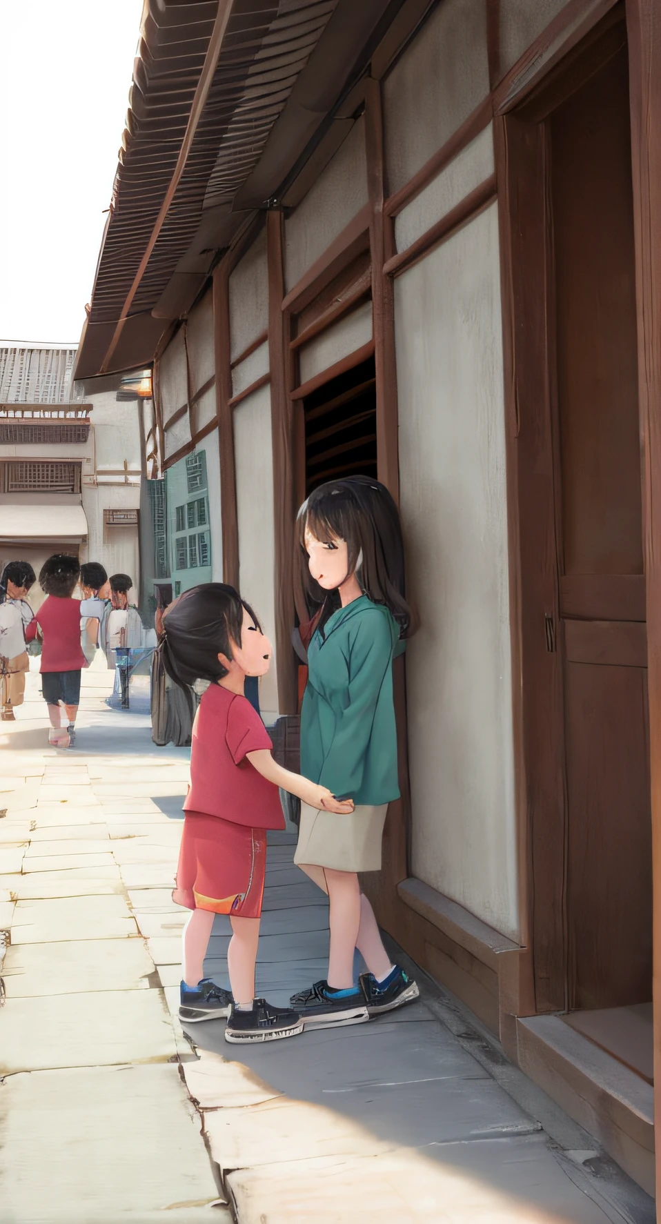 Many children play on the streets of ancient Chinese towns