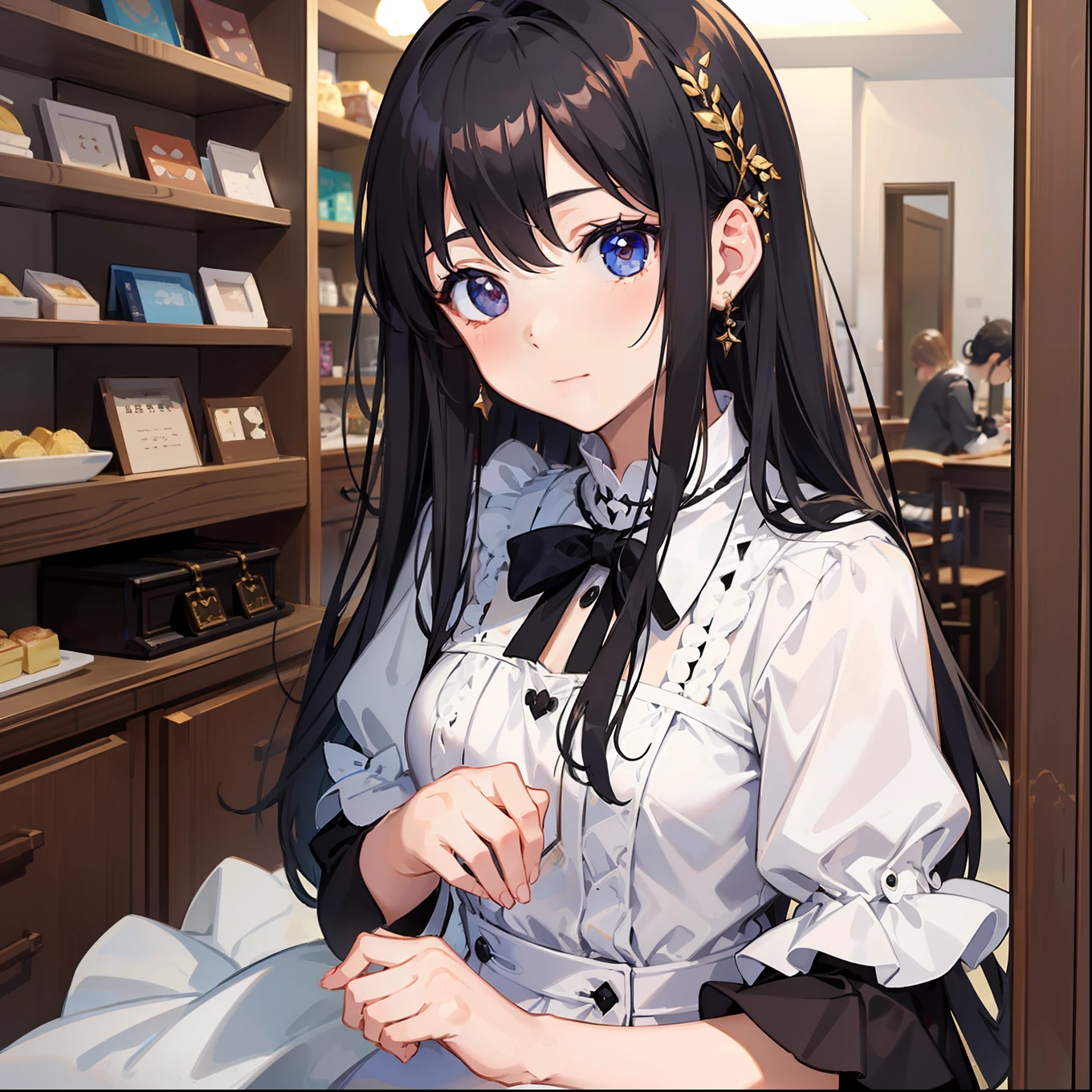Cute little girl s top-quality masterpiece Normal five fingers Lustrous hair maid café clerk