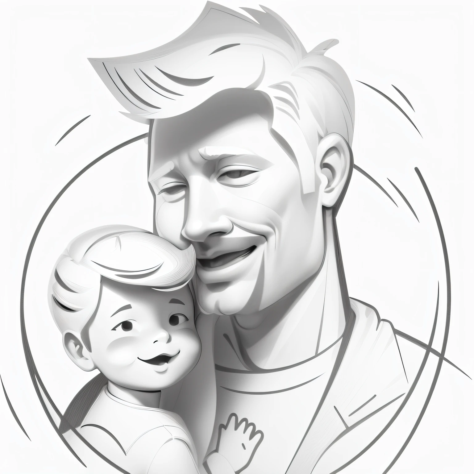b/w outline art for kids coloring book page summer holiday, father and son, coloring pages, full white, kids style, white background, whole body, Sketch style, full body (((((white background))))), only use outline., cartoon style, line art, coloring book, clean line art, white background, Sketch style