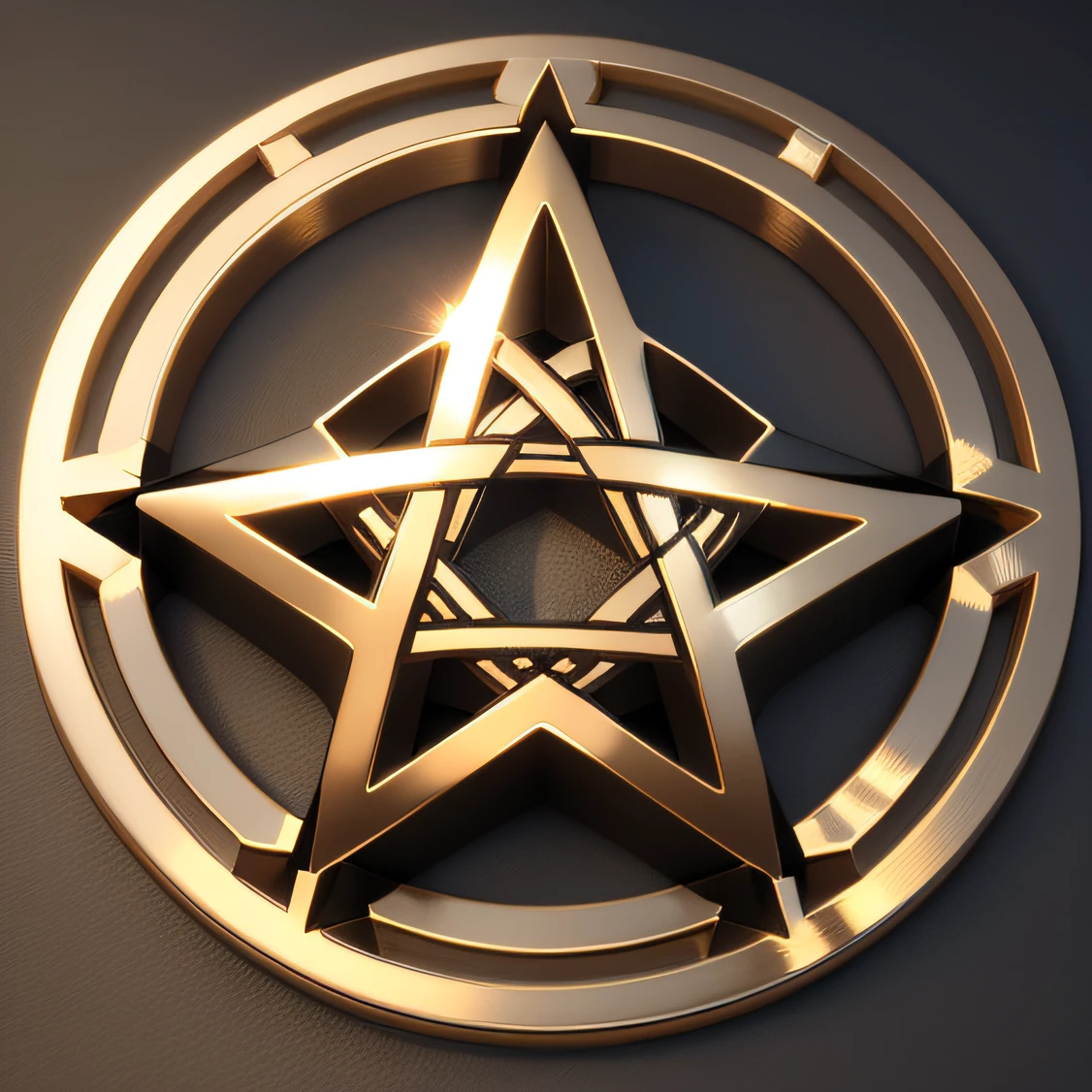 pentacle,O logo,metallic luster,solid,3d effect,design sense