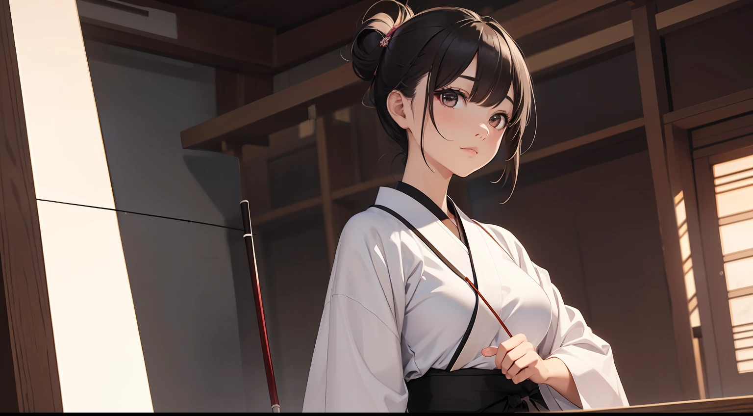 1girl with、Kyudo、hakama、Detailed details、Masterpiece