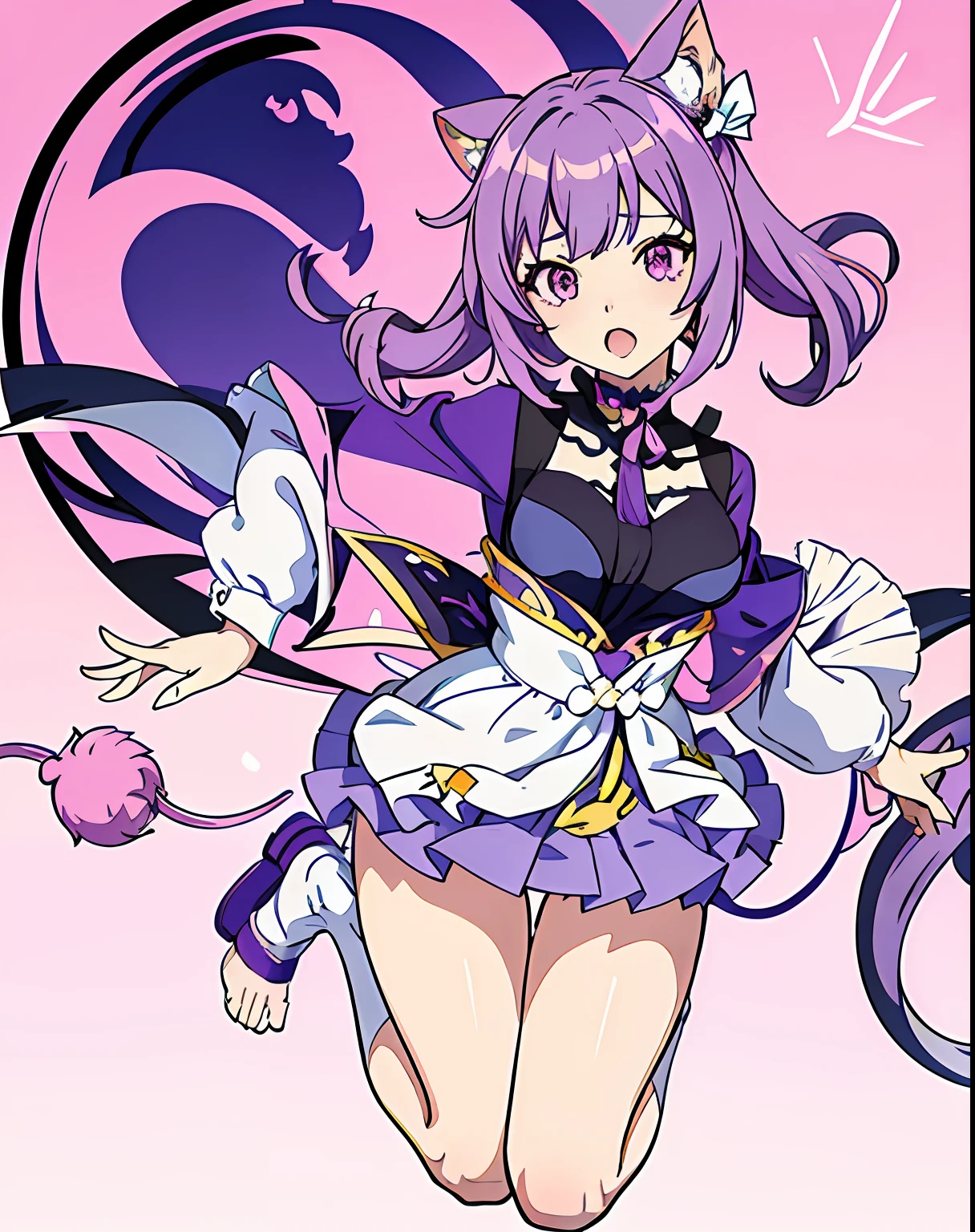 a close up of a person in a purple outfit with a cat ear, anime vtuber full body model, anime moe artstyle, anime character; full body art, anime visual of a cute girl, anime waifu, ayaka genshin impact, marin kitagawa fanart, ahegao, hanayamata, hajime yatate