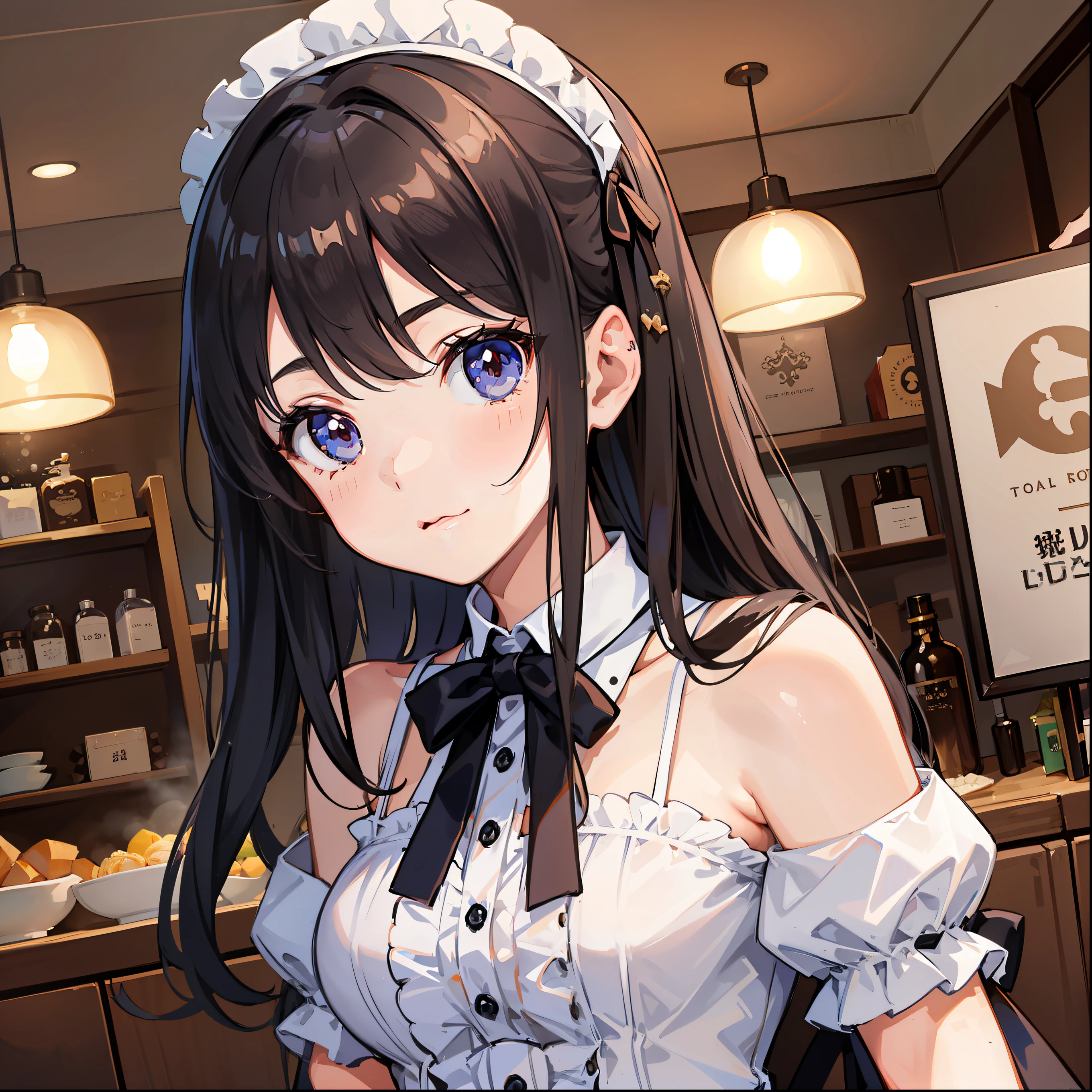 Cute little girl s top-quality masterpiece Normal five fingers Lustrous hair maid café clerk
