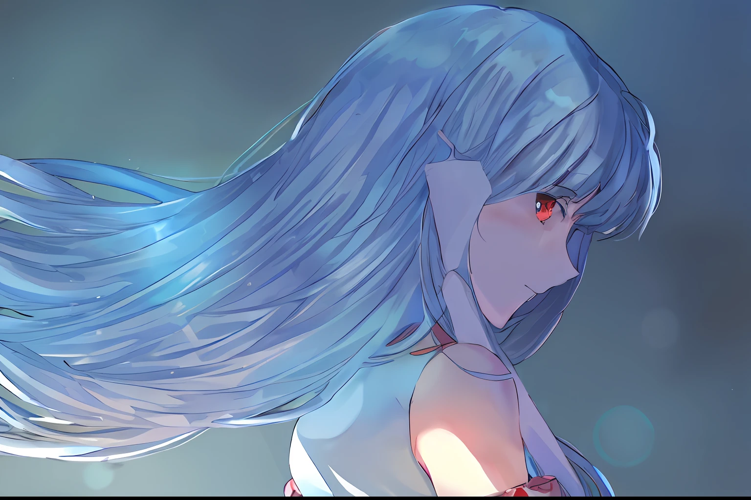 Anime girl with blue hair and red eyes staring at something, Detailed digital anime art, made with anime painter studio, drawn in anime painter studio, anime girl profile, Azure. detailed hairs, Portrait Chevaliers du Zodiaque Fille, clean and meticulous anime art, Smooth anime CG art, anime girl portrait profile, Digital anime art, author:New Art, style of anime4 K