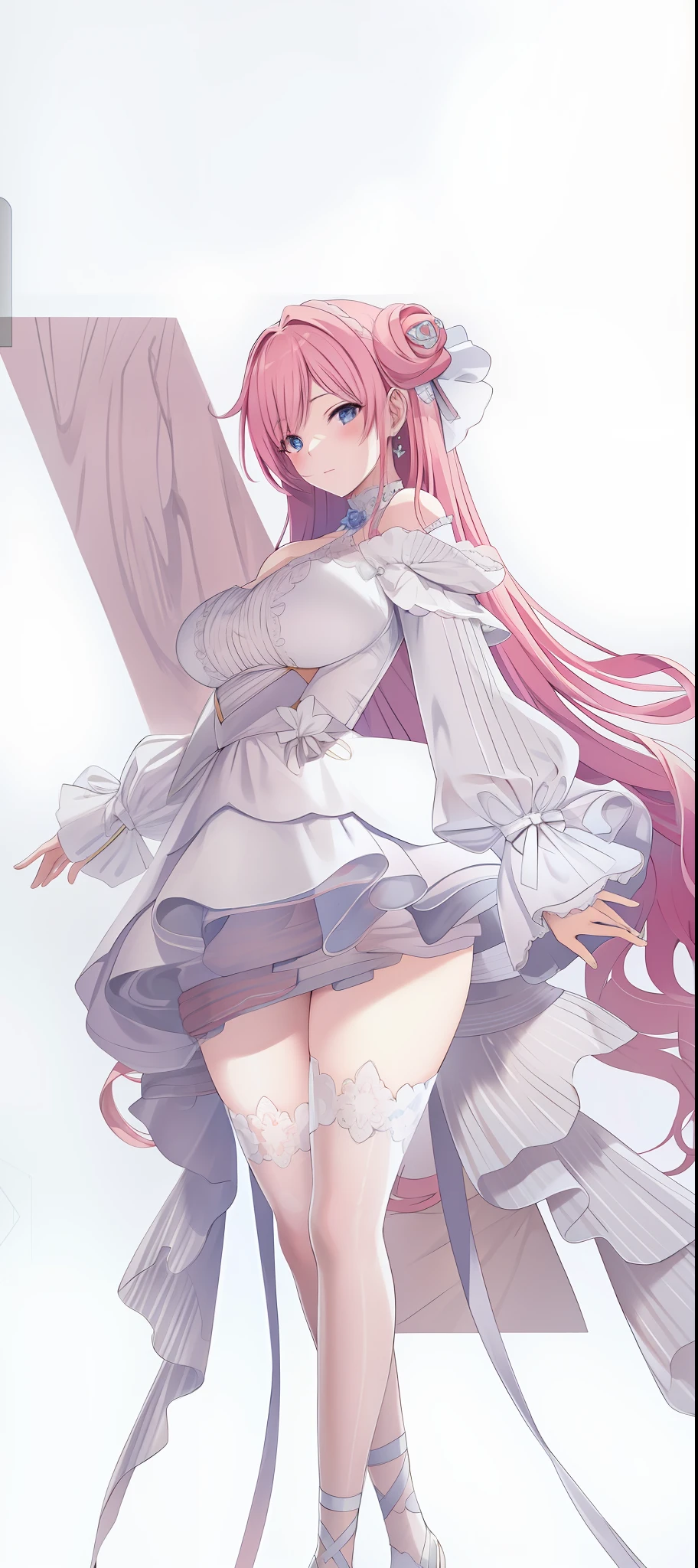 Anime - one in a white dress,Style image of woman with pink hair, cute anime waifu in a nice dress, 8K high quality detailed art, Guviz, clean and meticulous anime art, Kushatt Krenz Key Art Women, Digital art on Pixiv, Guweiz in Pixiv ArtStation, trending on artstation pixiv, anime full body illustration