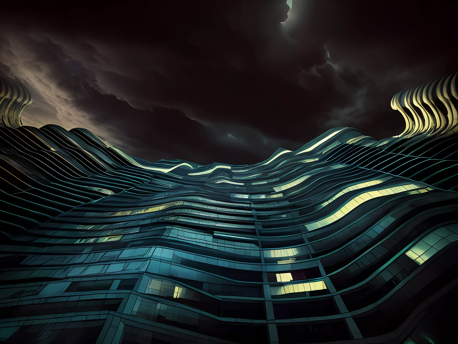 surreal architecture, Towers in the sky loom in the sky, Cinematic texture,Magical world,Alien invasion
Parallel universes