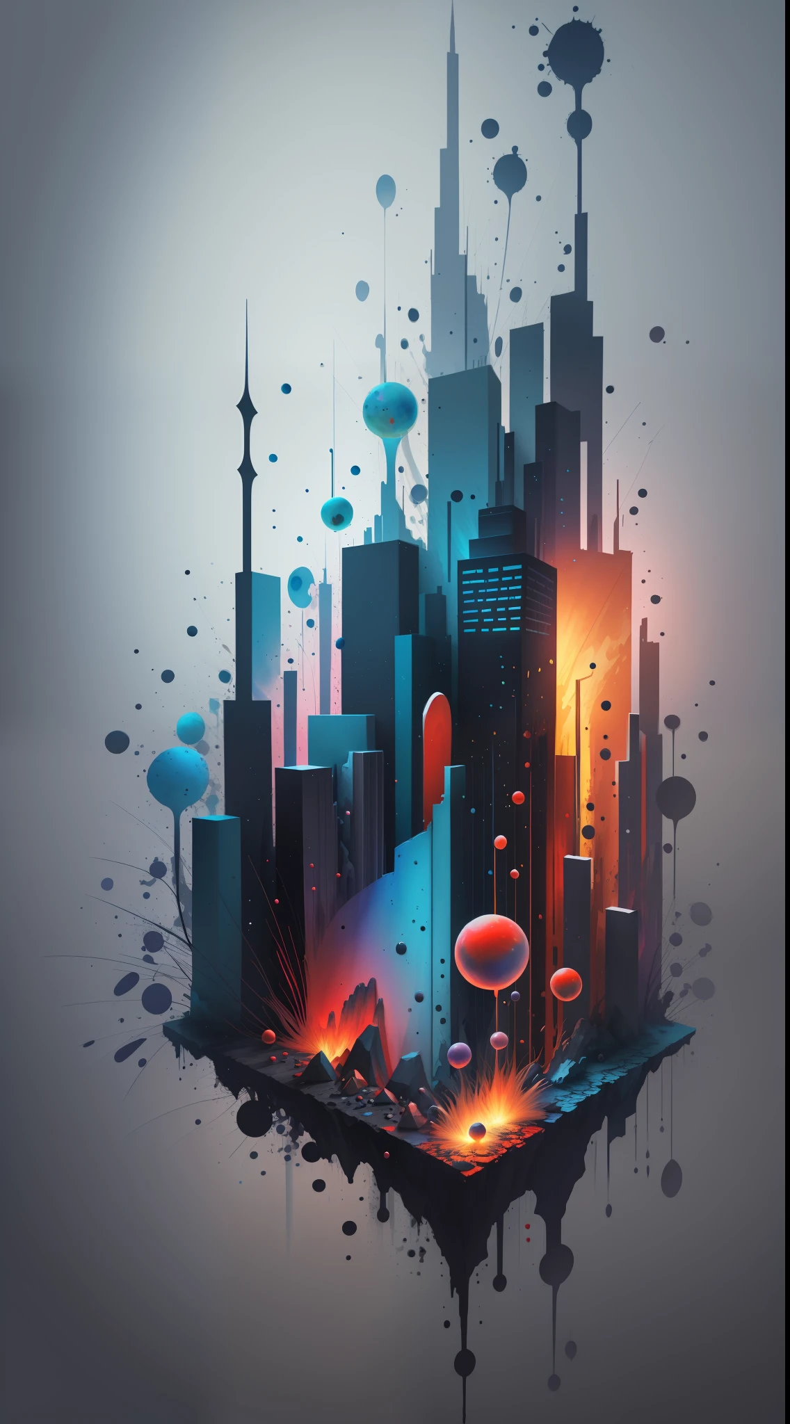 3d watercolor abstract,dark background,high resolution,high quality,blue and red colors only