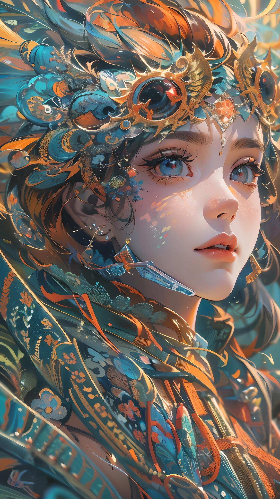 (absurdres, highres, ultra detailed), 1girl, solo, extremely detailed eyes, (official art, beautiful and aesthetic:1.2), (fractal art:1.3), colorful, highest detailed