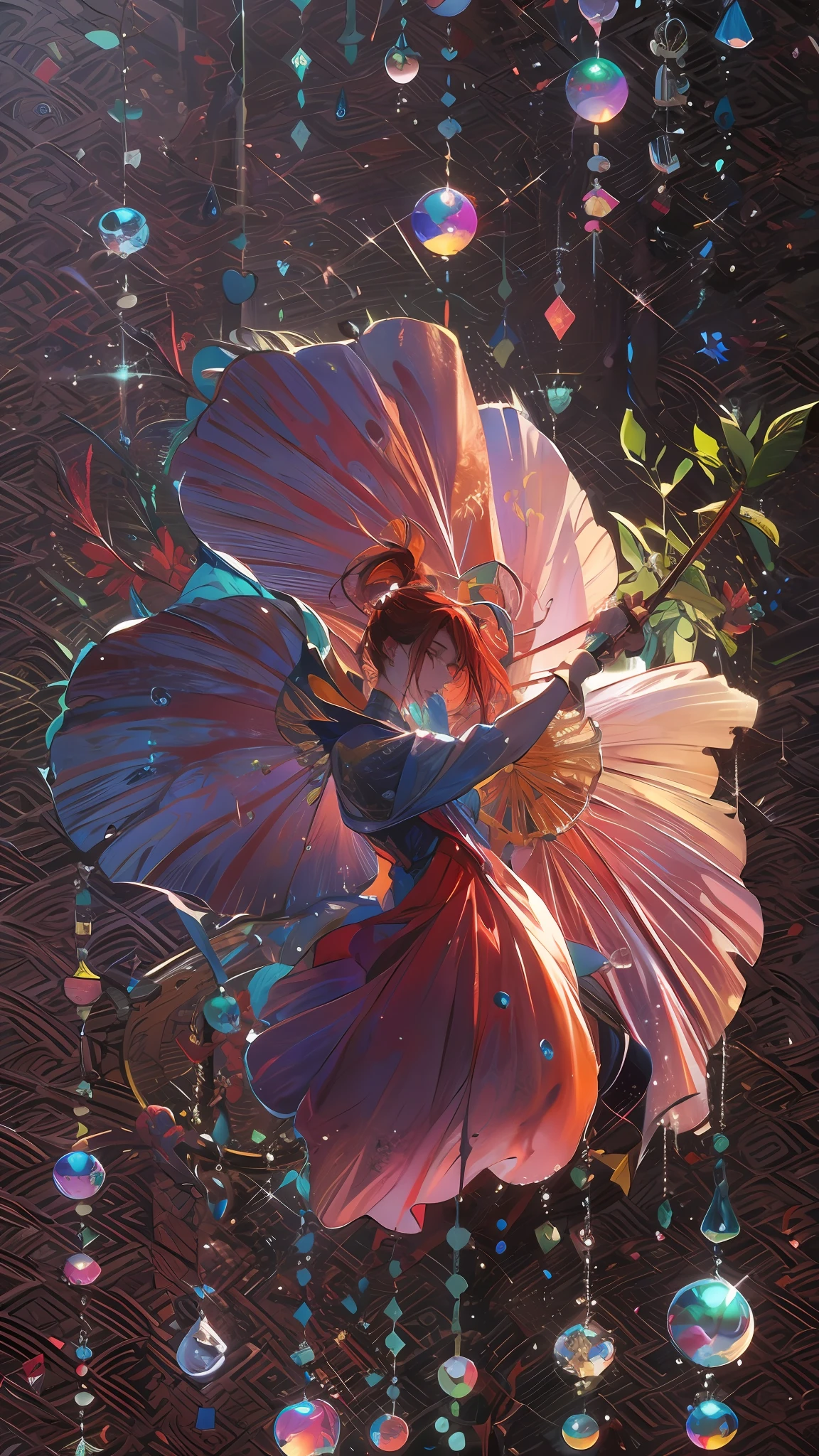 hibiscus Moon with water drops,neon glow, random background, sun rise, bokha mood