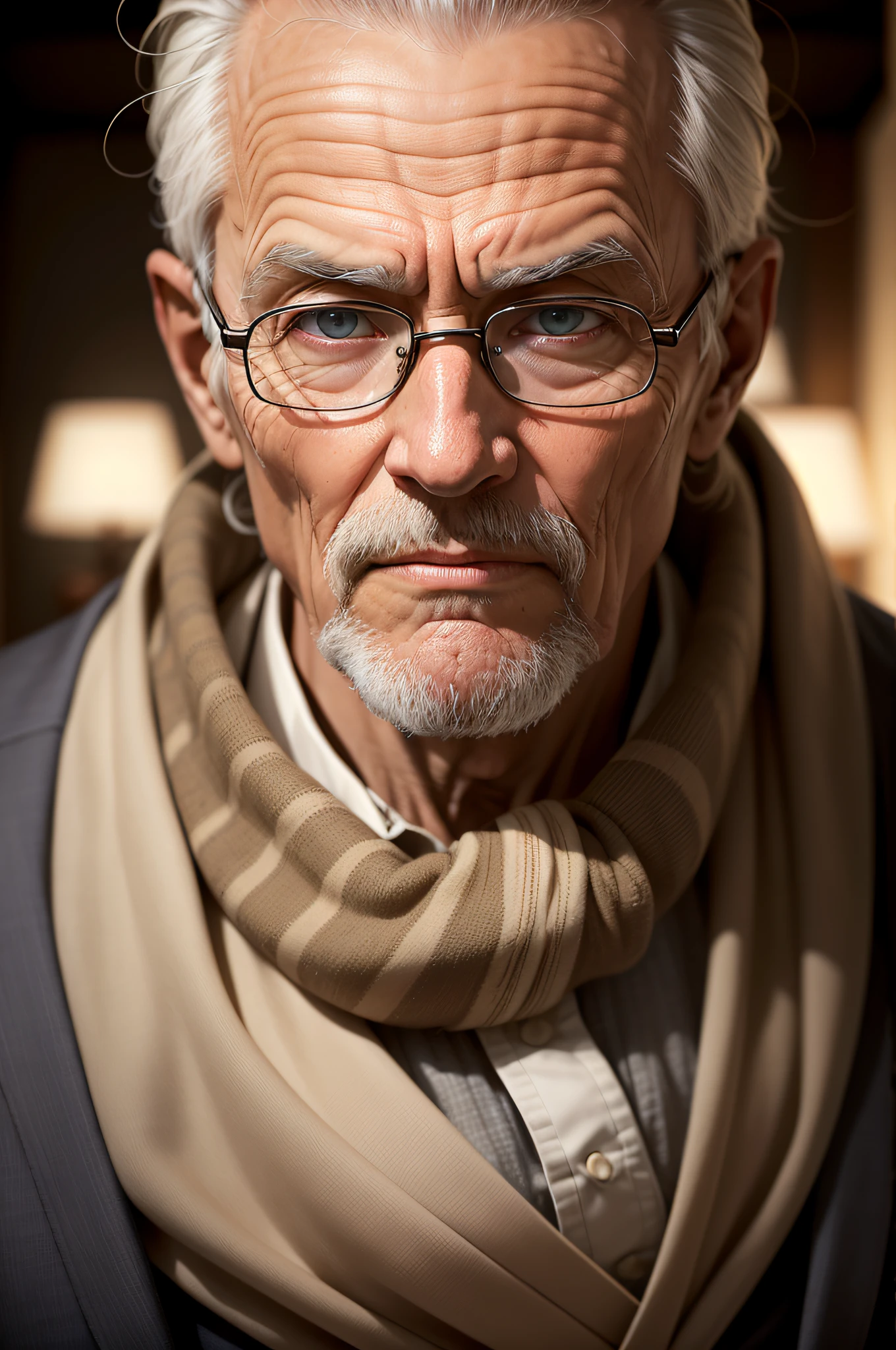 Portrait of an old wise man, an entrepreneur exuding wisdom. /imagine prompt: A stunning photography capturing the essence of a successful businessman like Steve McCurry's iconic portraits, taken with a 50mm lens to ensure a natural perspective. The color temperature is warm, symbolizing knowledge and experience. The man's facial expression is serene yet commanding, reflecting his wisdom. The lighting is soft and diffused, emphasizing the man's distinguished features. The atmosphere is profound, with a sense of accomplishment and guidance. --v 5 --stylize 1000