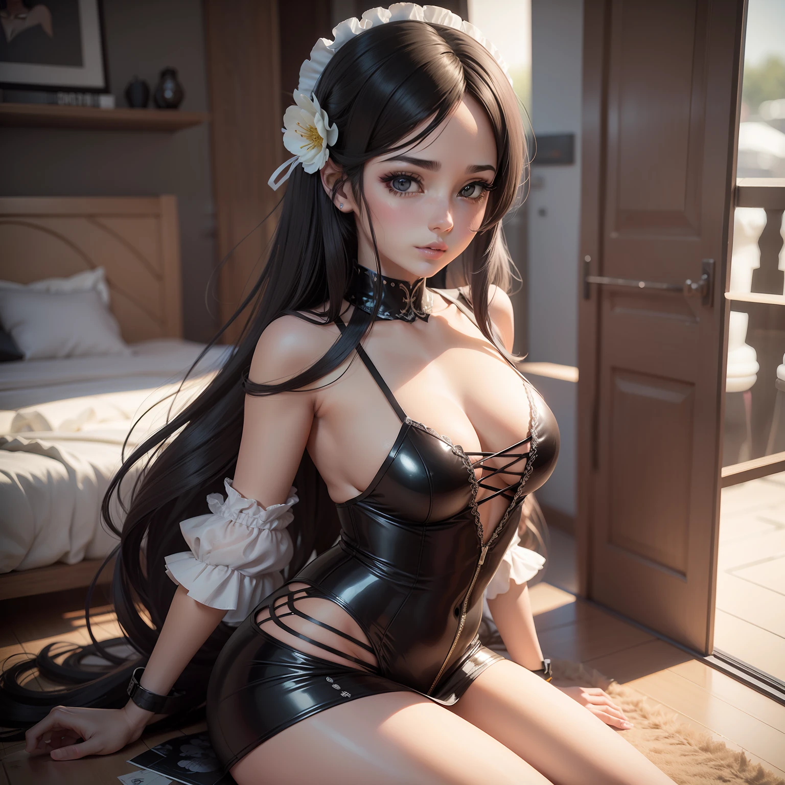 uma mulher fantasiada posando para uma foto, atraente, Anime Garota Cosplay, menina sedutora, Arte no estilo de Guweiz, Menina animeda real, Anime cosplay, 3 d anime realista, foto cosplay, Trend in CGTacing:, jovem bonita, cabelo branco e preto, quase sem rouba anime fotorrealista, Estilo anime 3D realista