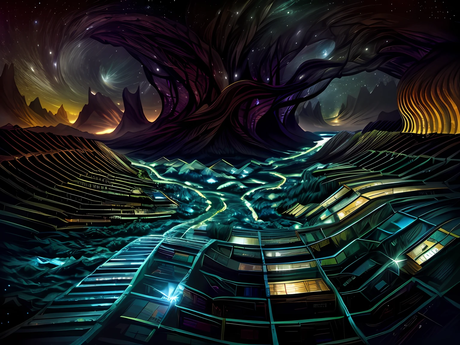 A river of brilliant stars
Parallel universes,higher details,Super detailed picture