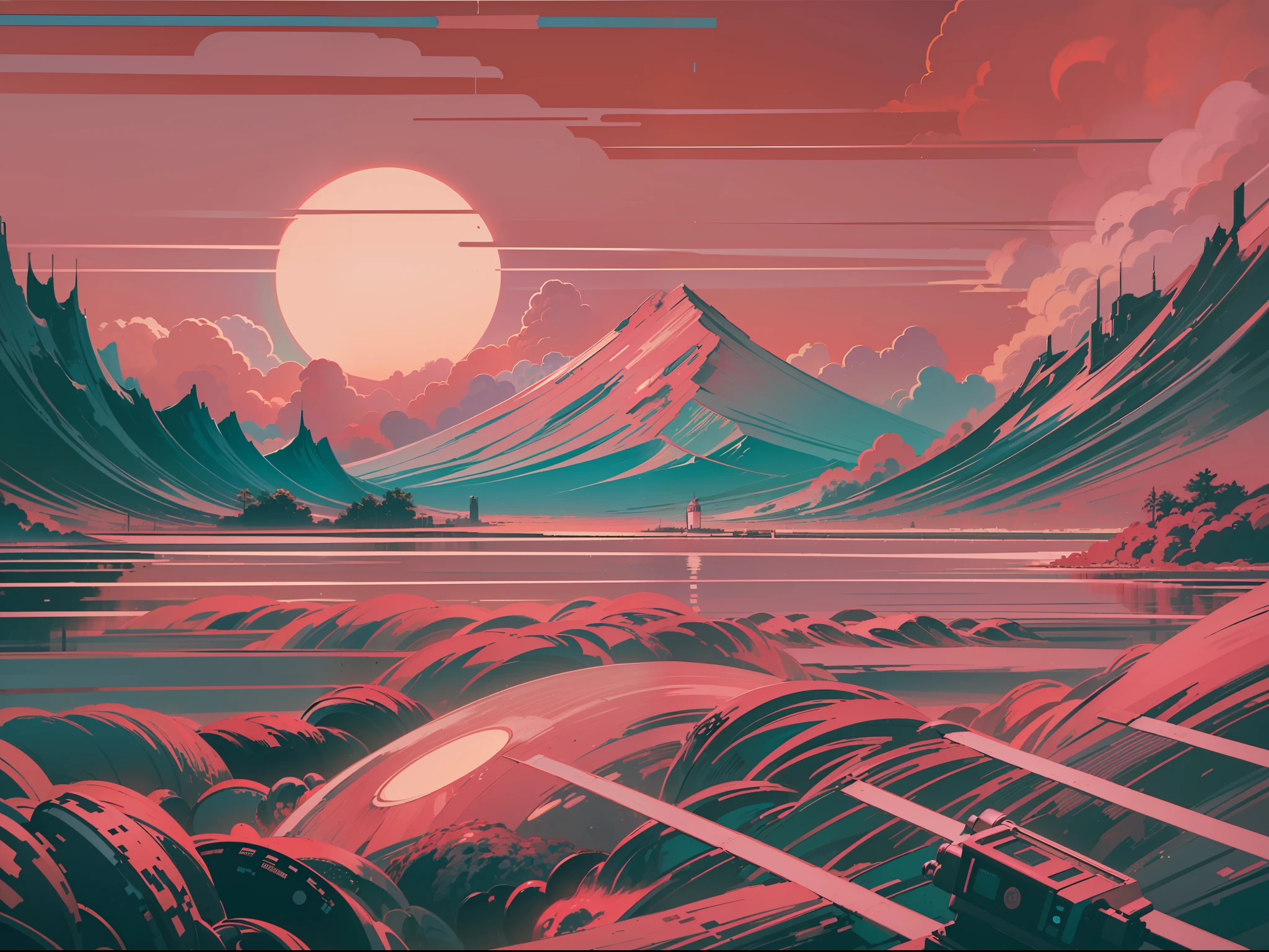 ((Best Quality, 8K, Masterpiece: 1.3)),((Amazing detail: 1.2)),((illustration: 1.1)),vaporwave,pink,dreamy,lofi style,distort,computer,film grain,old time,80s,glitch,amazing painting art,