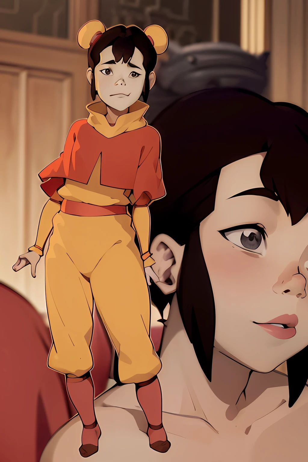 Obra maestra, La mejor calidad, 1girl, Ikki, Closeup, Hair bun, Cubierta de bollo, bollo doble, cabello negro, Mirando al espectador, Parte superior del cuerpo, presumido,xxx, , sex, sexo, hentai