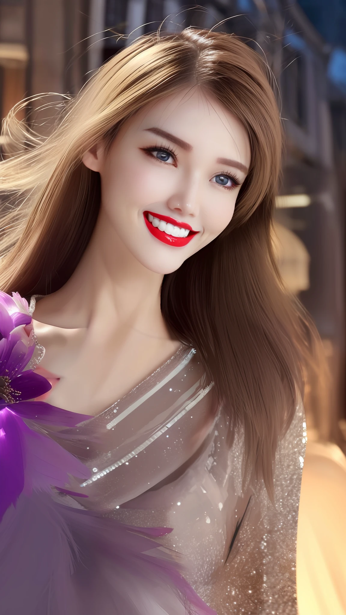 (Face focus), (1girll),  Detailed, (Gwen), Red lips, Smile(teeth), (Glowing eyes, Shiny eyes), bangs, Floating hair, Long hair, 

Close-up, small detailed, Ultra detailed, Masterpiece, Perfect anatomy, Bright,