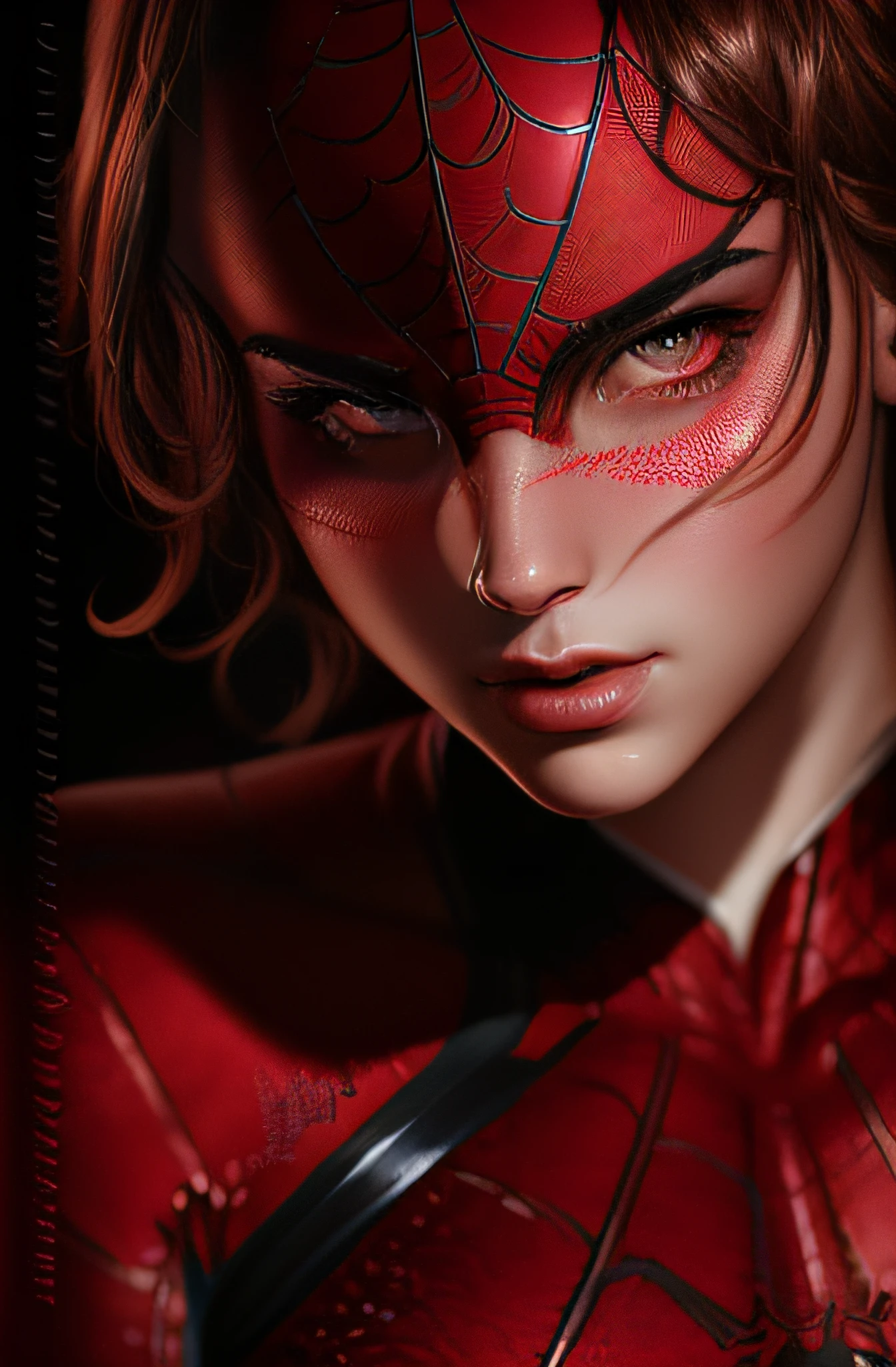(Award Winning Digital Artwork:1.3) of (Sketch:1.3),(Energetic:1.3) Spidey, EmmaRob,CGSociety,ArtStation,(Saturated:1.3),(close portrait:1.3),(Feminine:1.4),(beautiful:1.4),(attractive:1.3),handsome,calendar pose,perfectly detailed eyes,studio lighting,thematic background