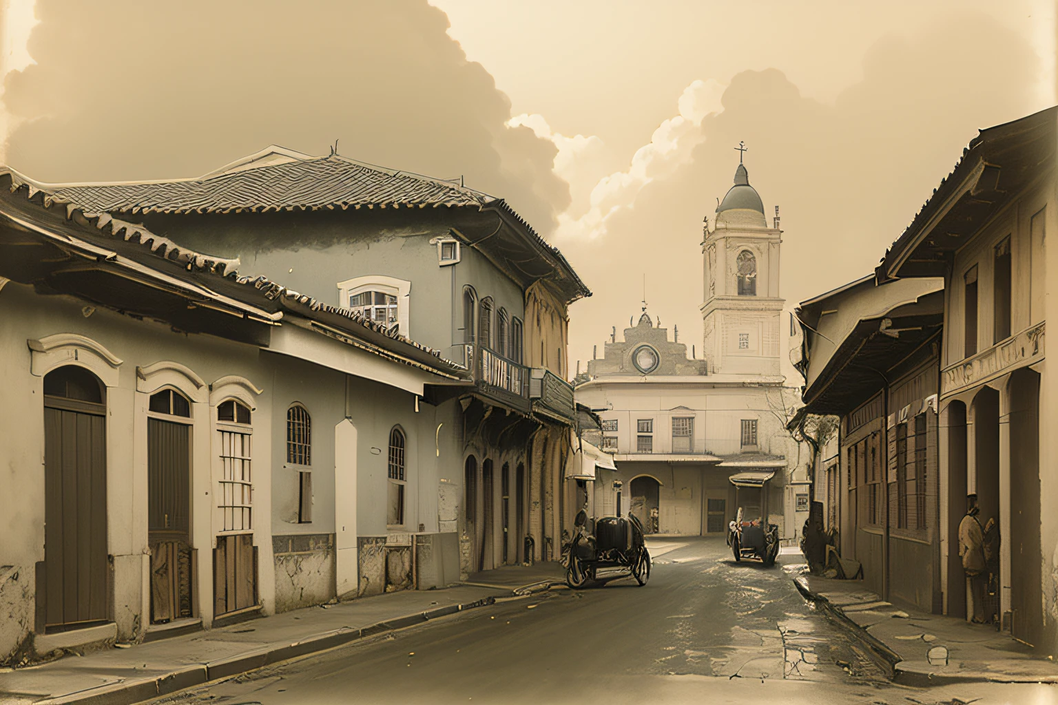 There is a black and white photo of a street with buildings, Henry Alvim Correa, historical photography, Rua da Era Colonial, historical image, salvador, taken in the early 1910s, taken in the early 1920s, early 2nd century 0, early 1 9 0 0's, Fotografia de 1910