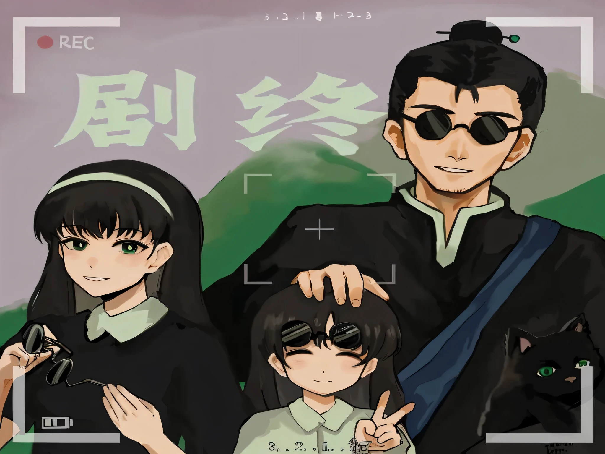 Anime character with a cat and a woman in a black dress, author:New Art, In a Japanese anime style, Japanese animation style, inspired by Uragami Gyokudō, In anime style, in an anime style, shuushuu anime image, artwork in the style of z.Show on the. gu, in ryuuou no oshigoto art style