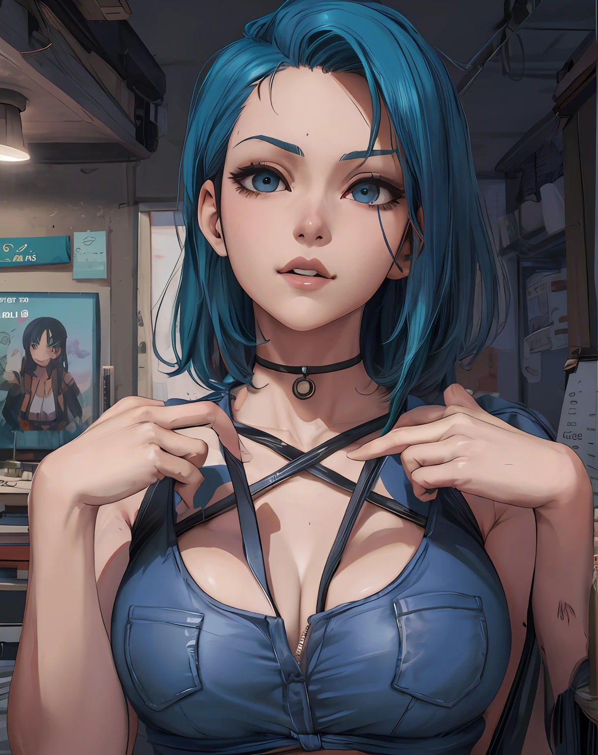 Garota anime com cabelo verde e olhos azuis posando para uma foto, estilo de arte realista, arte de anime digital detalhada, arte de anime realista, 8k arte detalhada de alta qualidade, Artgerm extremamente detalhado, estilo realismo anime, anime sedutora, photorealistic anime girl rendering, Estilo anime 3D realista, Artgerm. anime illustration, arte digital estilo anime, bulma, dragon ball