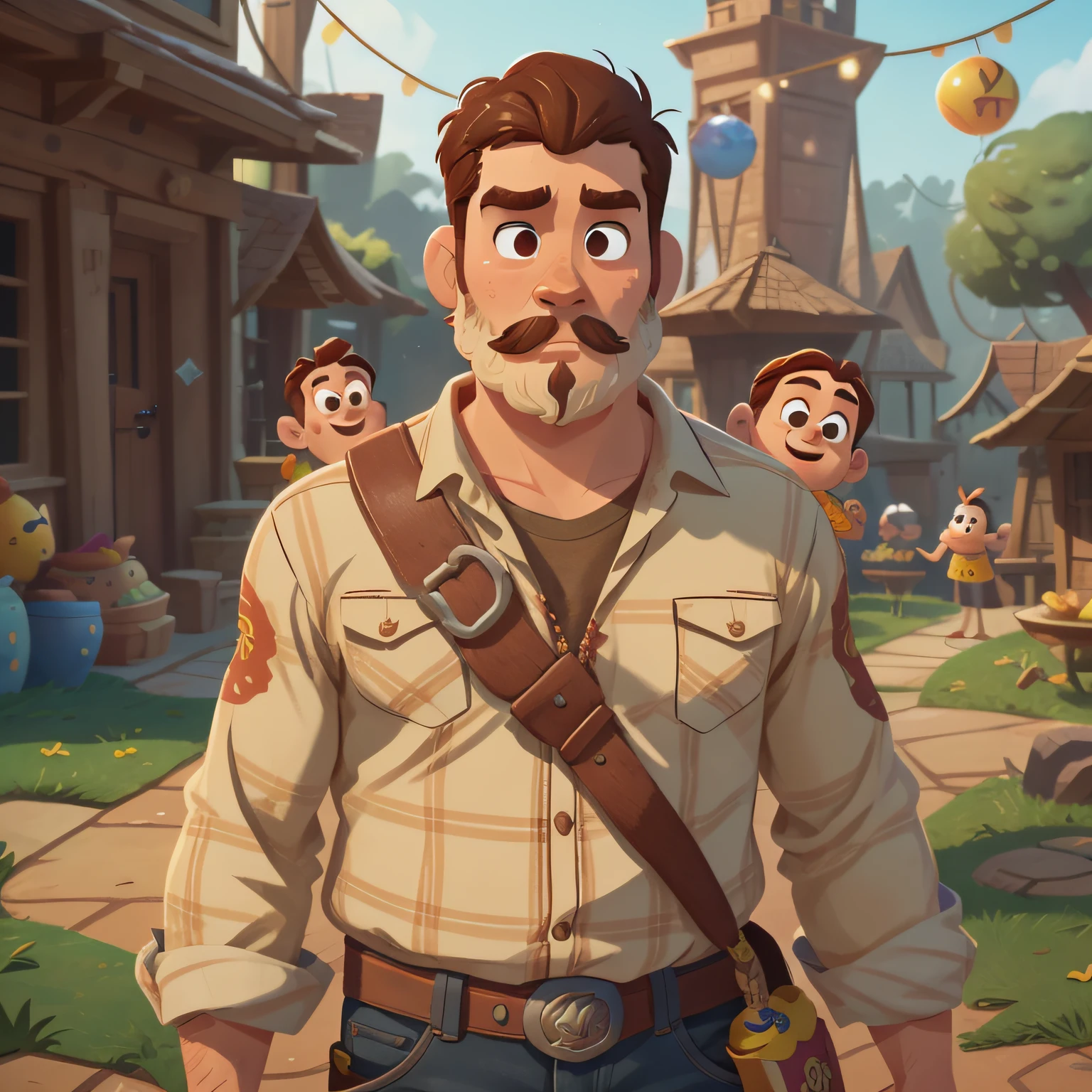 pai com barba e careca, disney pixar, 8k, uhd.